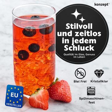 KONZEPT Gläser-Set Gläser Set 6/12-teilig, Transparente 400ml, Wassergläser Set, Ideal für Saft, Cocktails, Longdrinks, Eiskaffee