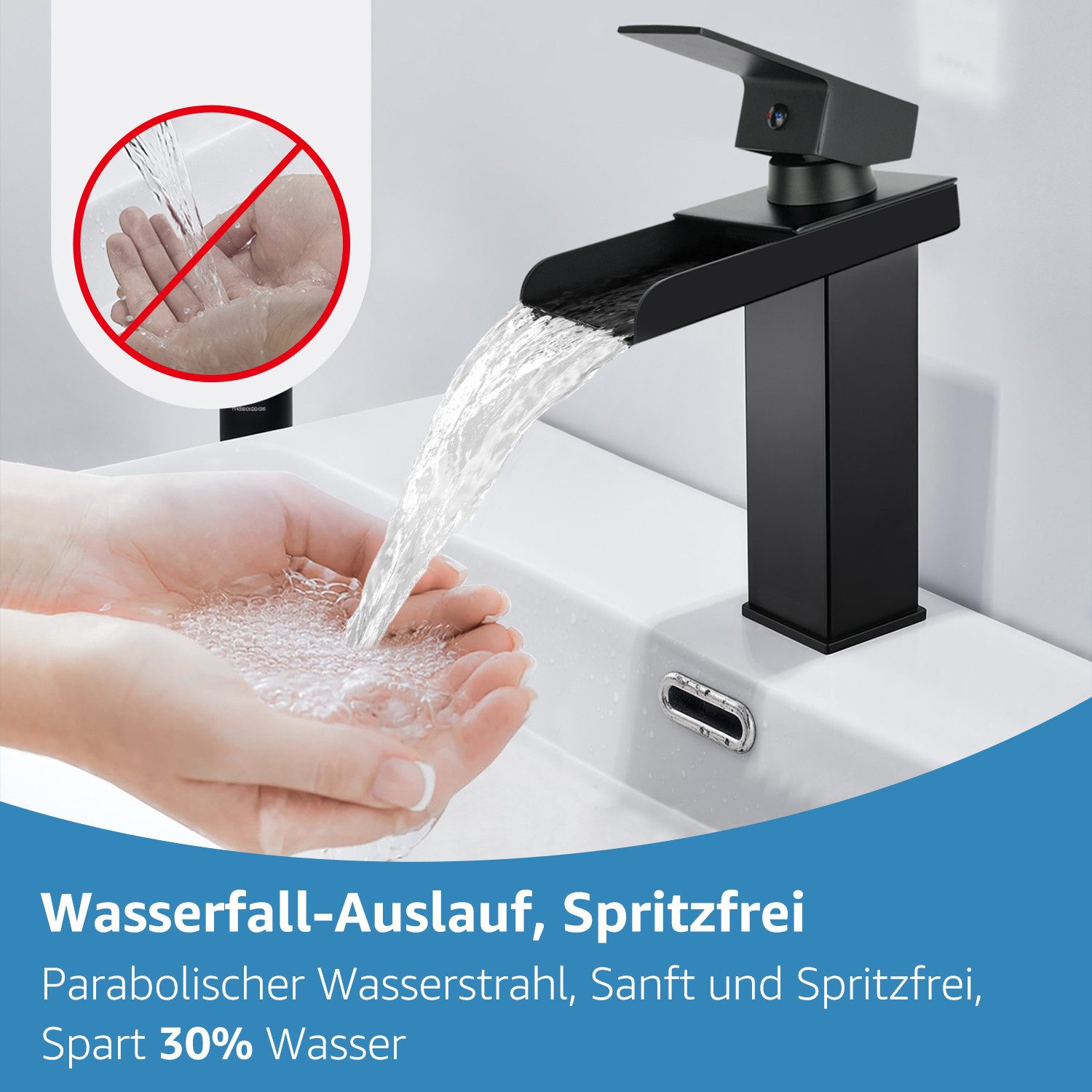 Eumaty Waschtischarmatur Badarmatur Wasserhahn Bad Wasserfall Wasserhahn,Mi günstig online kaufen