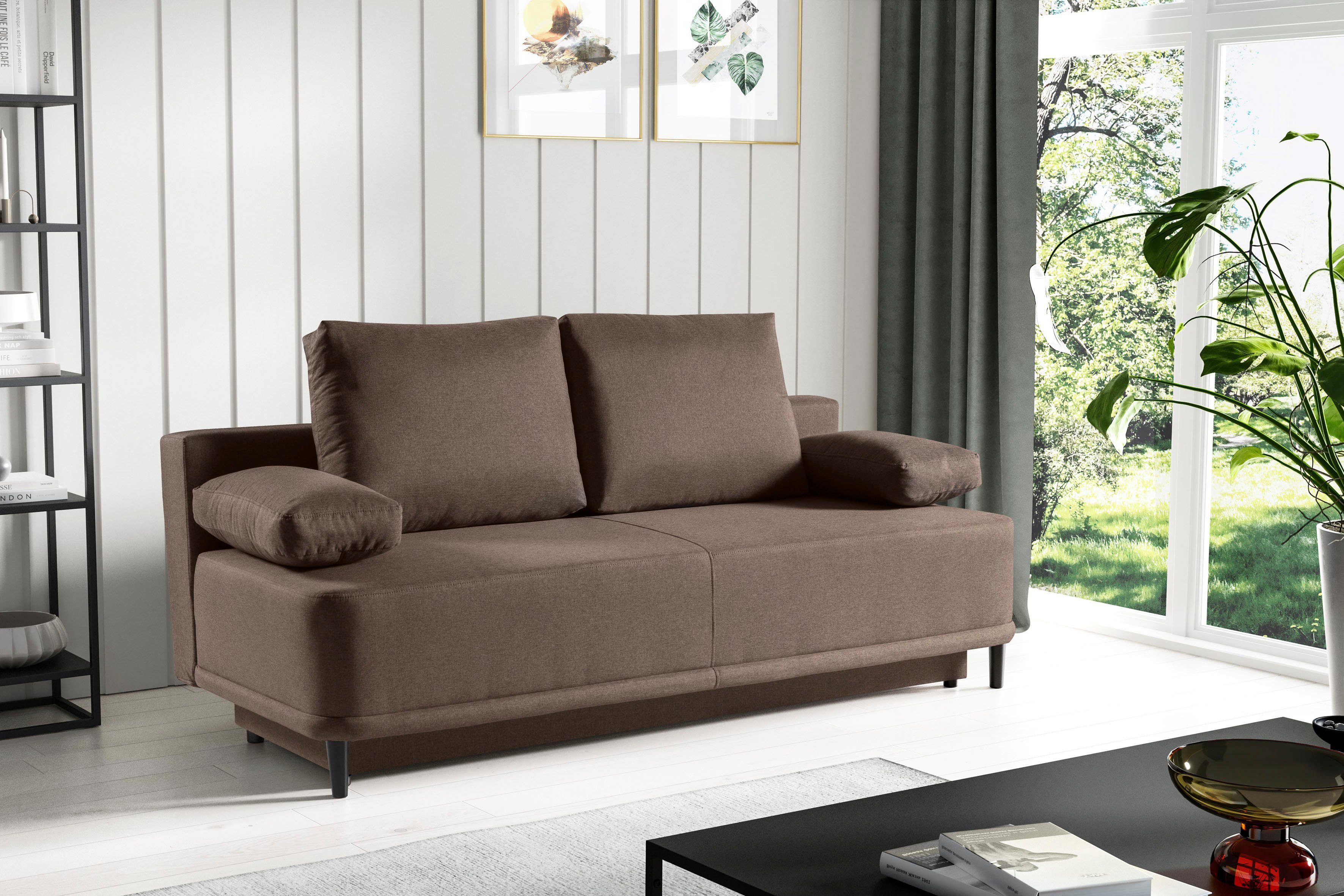 WERK2 | Schlafcouch Braun Braun Sofa mit Braun Bettkasten & Federkern Schlafsofa | Street, und 2-Sitzer