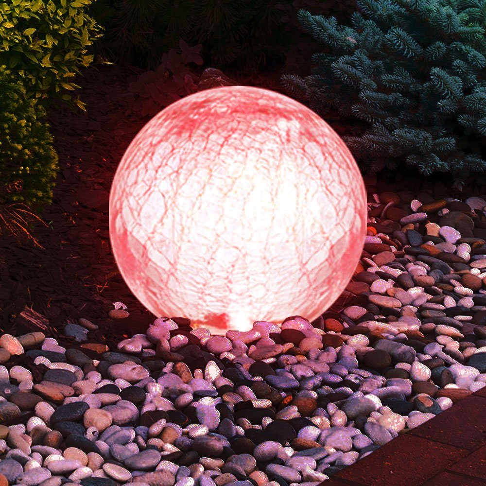 RGB Beleuchtungen Glas Leuchten LED 2er LED-Leuchtmittel Steck Gartenleuchte, LED verbaut, Farbwechsel, Solar fest Lampen Kugel Set etc-shop