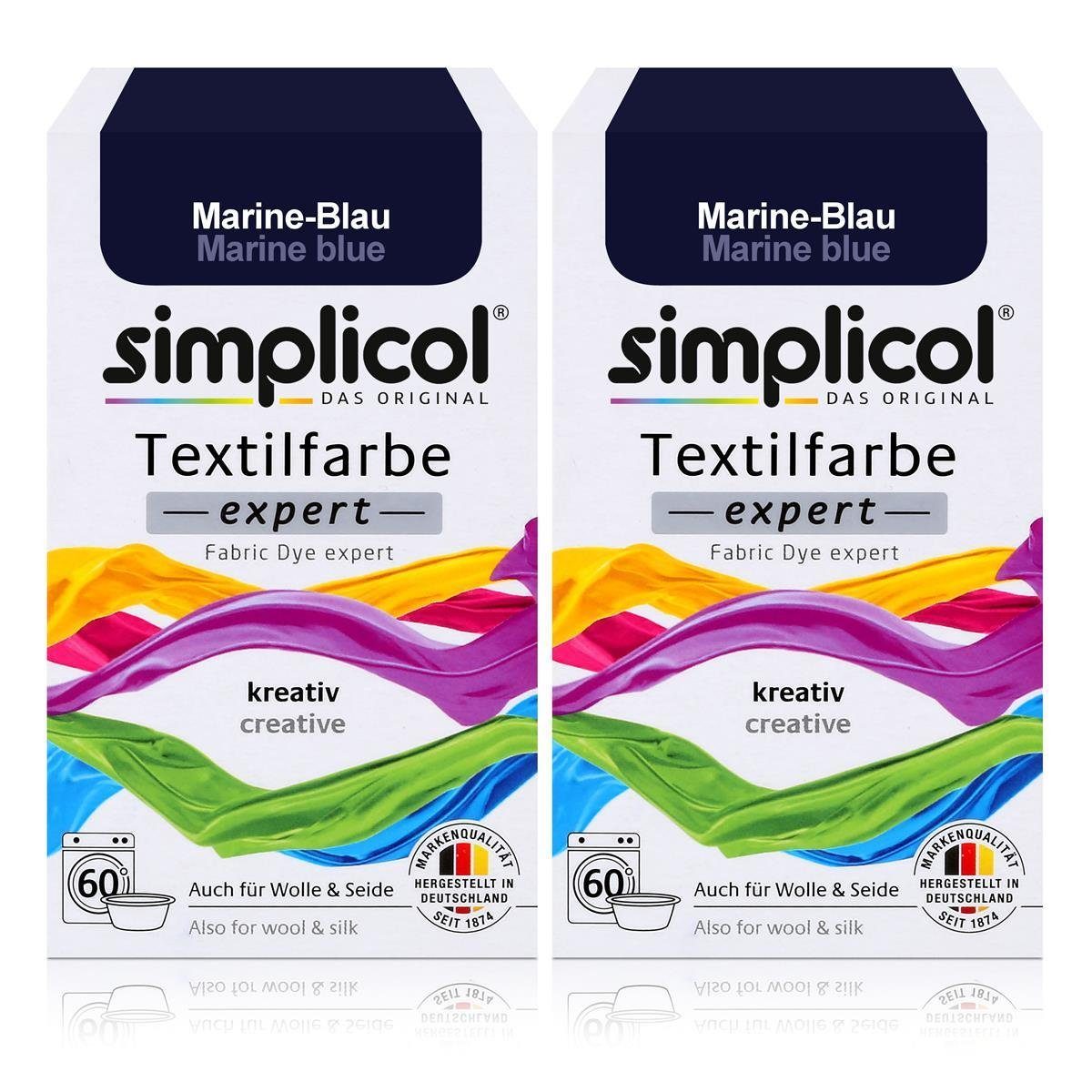 Textilfarbe Simplicol Textilfarbe expert Marine-Blau 150g - Farbe zum Färben (2er