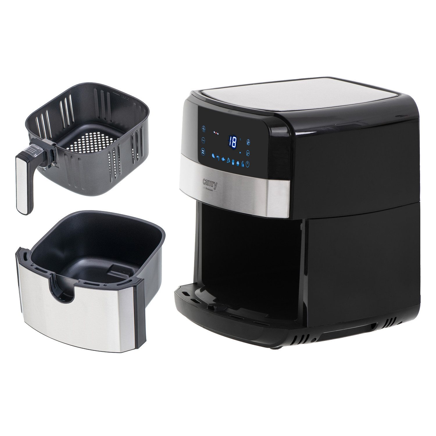 Camry Heißluftfritteuse, 2500 W, Airfryer fettfreie Fritteuse 5L 9 Programme