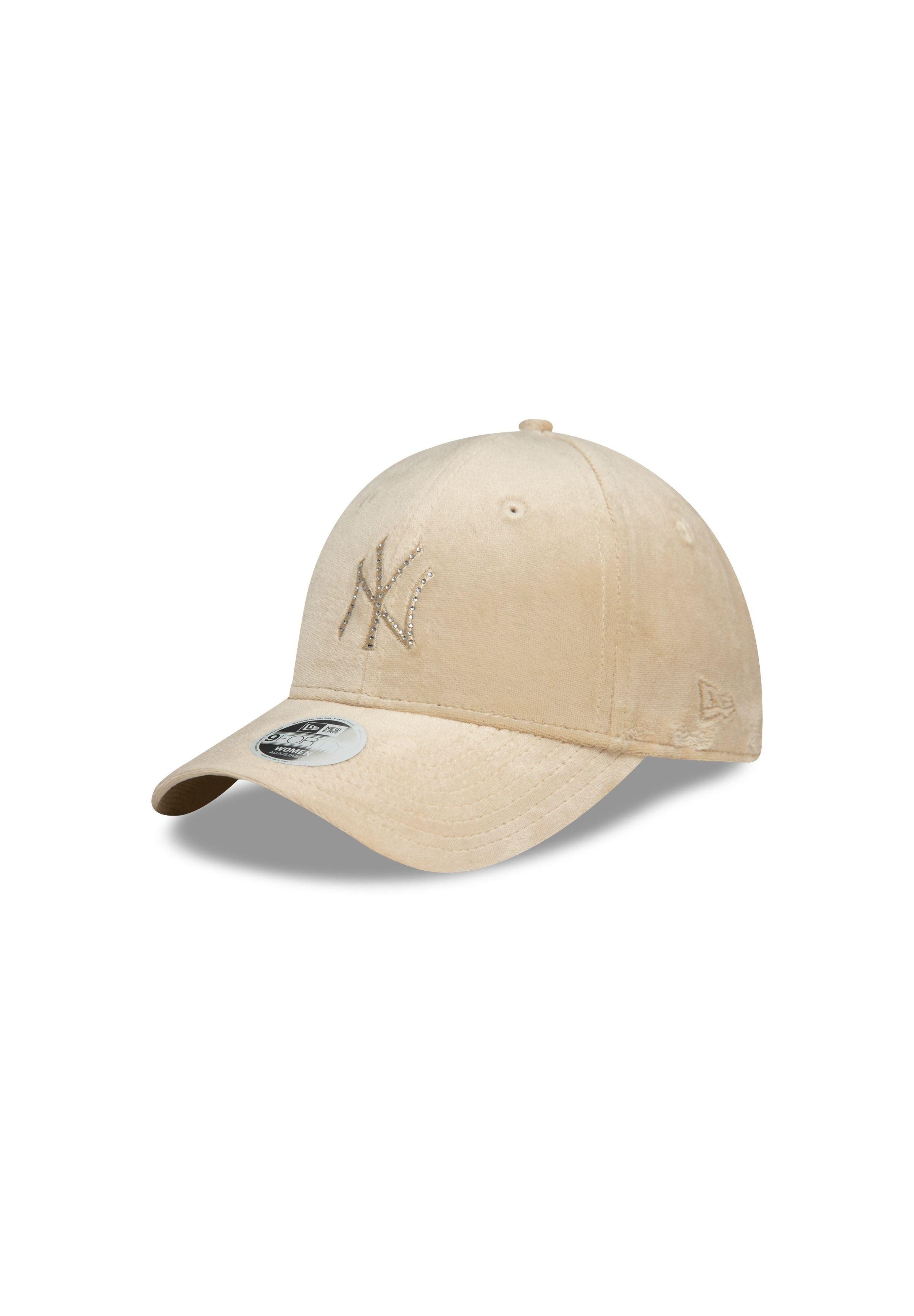 Baseball Cap New York Yankees MLB Womens Diamante Velour Beige 9Forty Verstellbare