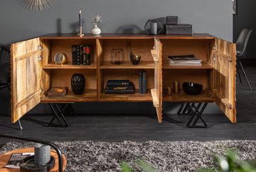 riess-ambiente Sideboard FLUID 160cm braun, Massivholz · Metall · Kommode · aufwändige Front · Wohnzimmer