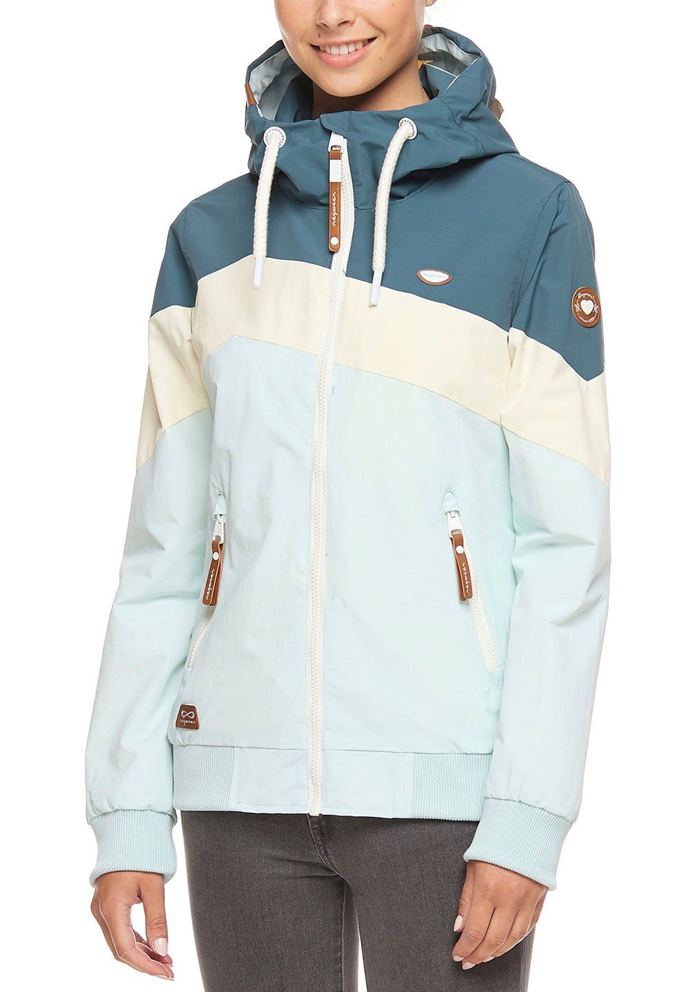 deep 2020 Funktionsjacke Ragwear ocean NUGGIE im Color-Blocking-Design BLOCK