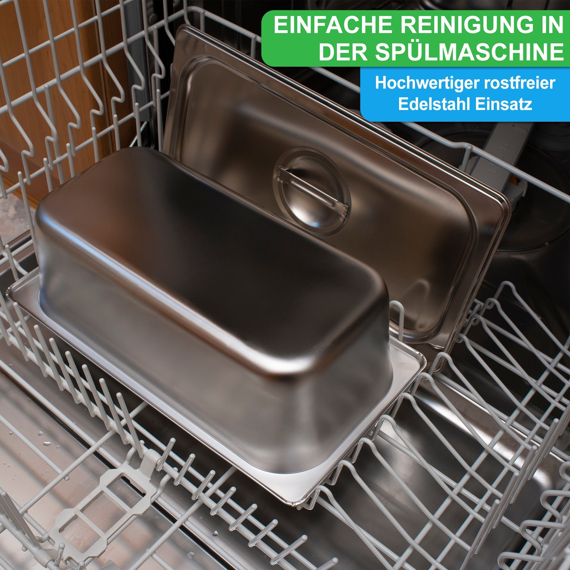 YourCasa Biomülleimer Küche - Echtholz & Edelstahl für alltäglichen Bio Müll - Komposteimer, Fassungsvermögen, 4l, Edelstahl – Bild 3 von 5