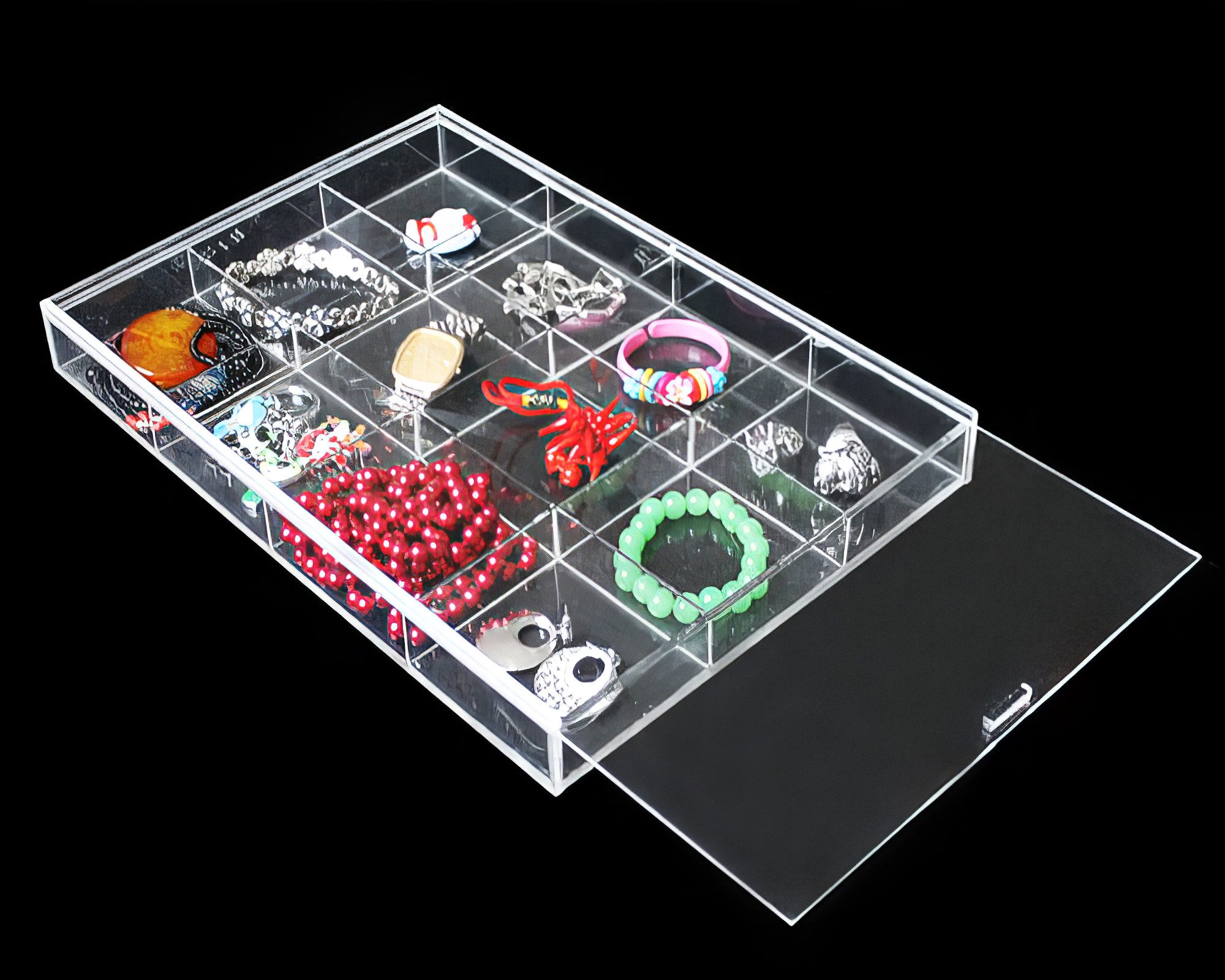 Yudu Schmuckkasten Acryl Schmucklade Aufbewahrungsbox Vorlagebrett mit Deckel