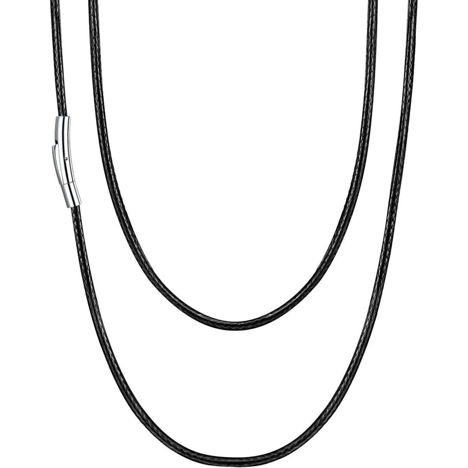 LuxusKollektion Lederband Kette Damen Herren Wachsschurkette 2mm 01 Schwarz(2mm) 76.0 Zentimeter