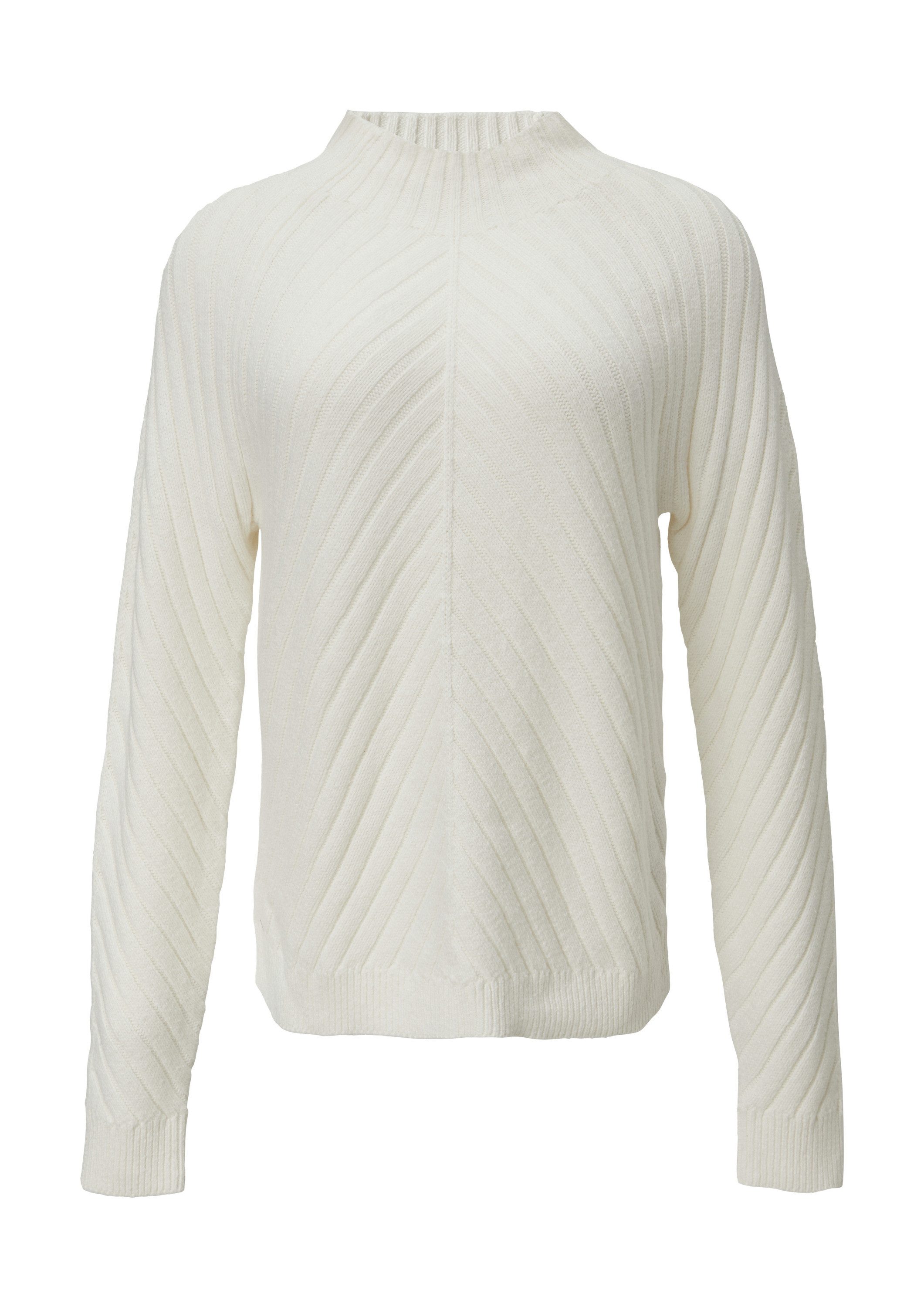 comma Longpullover Strickpullover Pullover mit Strickmuster aus Baumwollmix