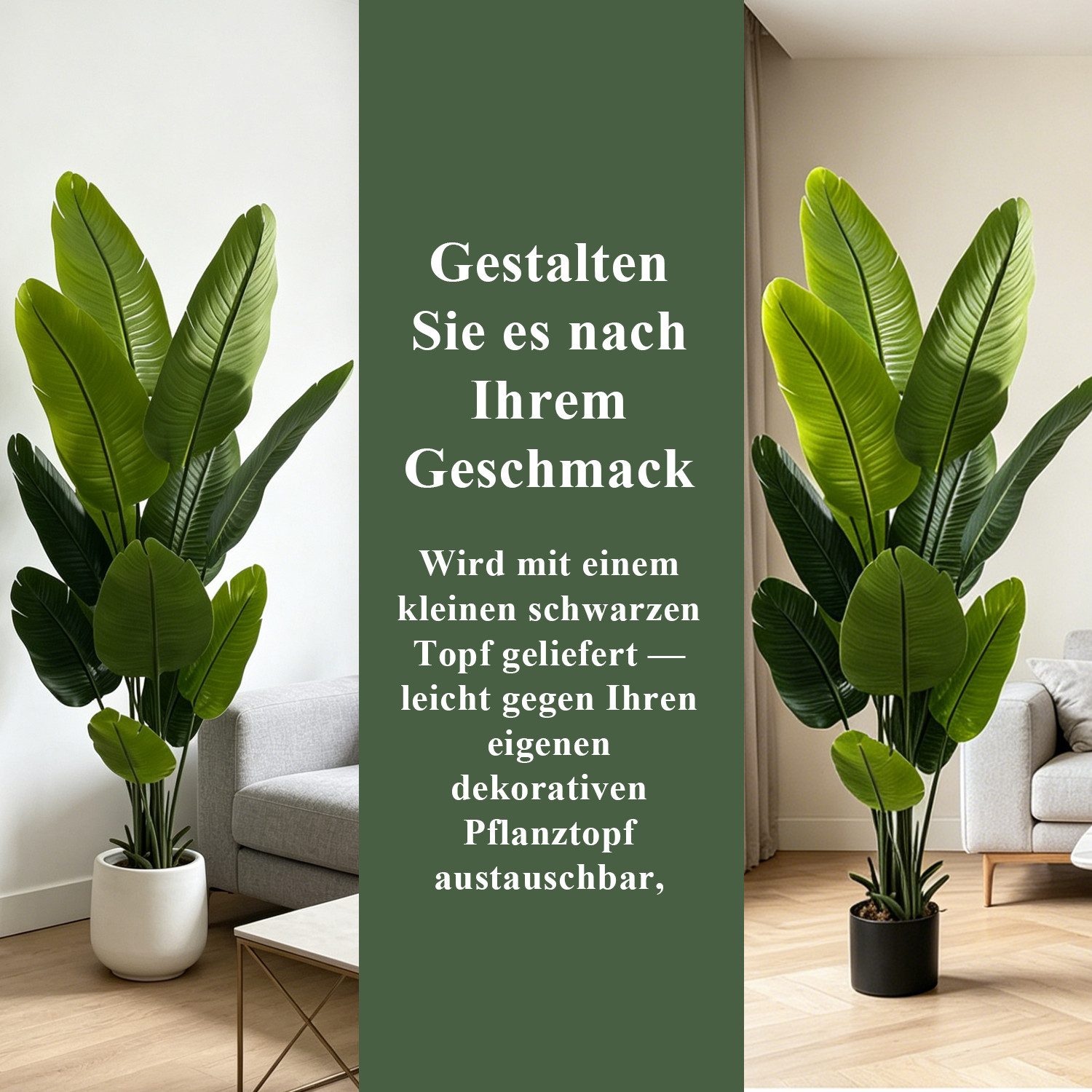 Künstliche Zimmerpflanze Paradiesvogelbaum Höhe 160/180 cm im Topf tropische Deko Paradiesvogelbaum, CASSILANDO, Höhe 160 cm, Kunststofftopf – Bild 2 von 5