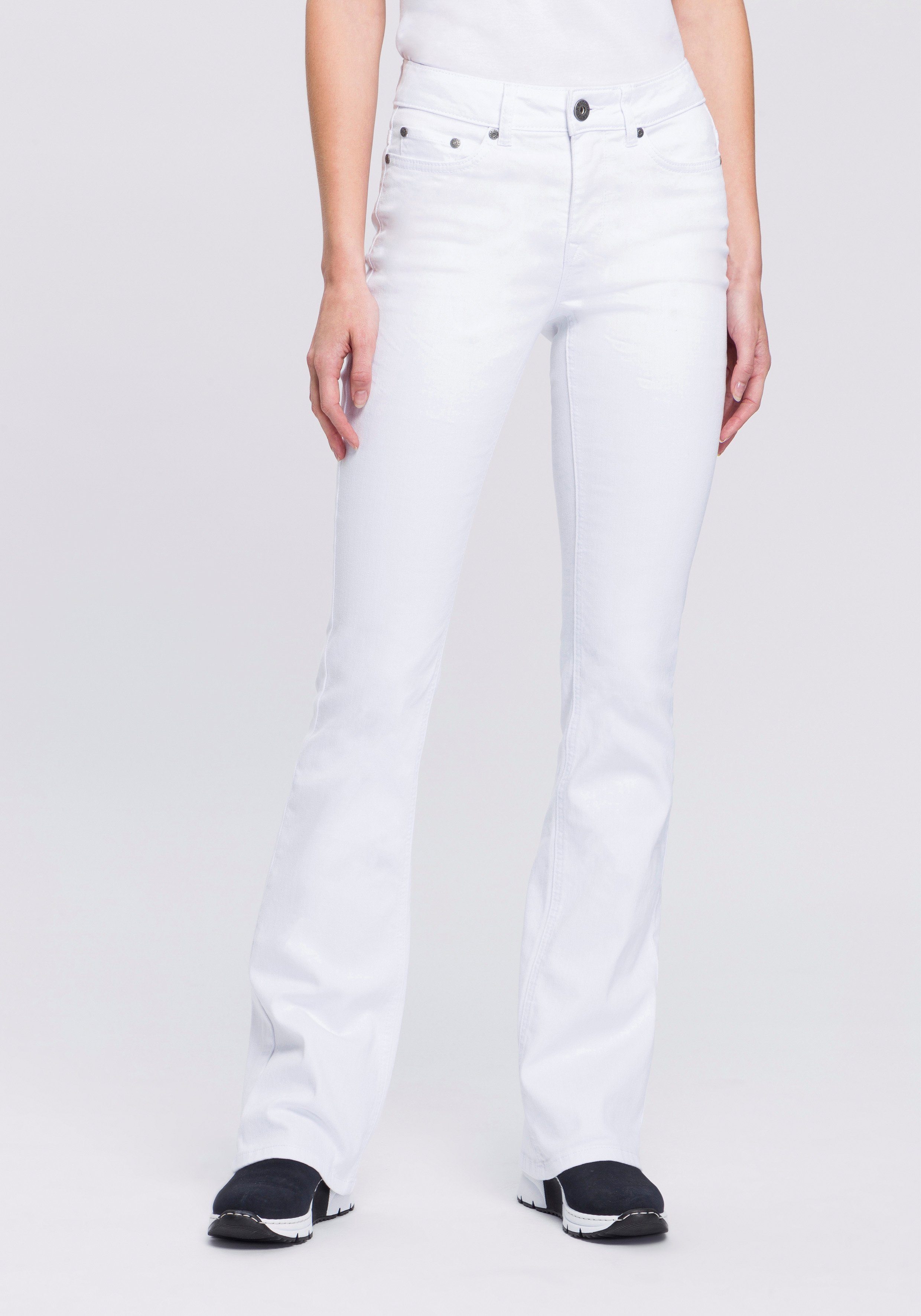 Waist Shaping Arizona High Bootcut-Jeans white