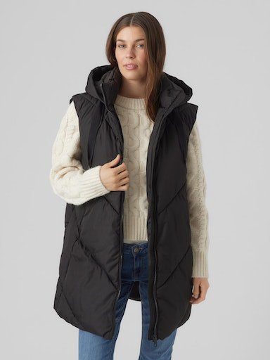 Vero Moda Steppweste VMBEVERLY AW23 WAISTCOAT BOOS, Hochschließender Kragen  und Kapuze