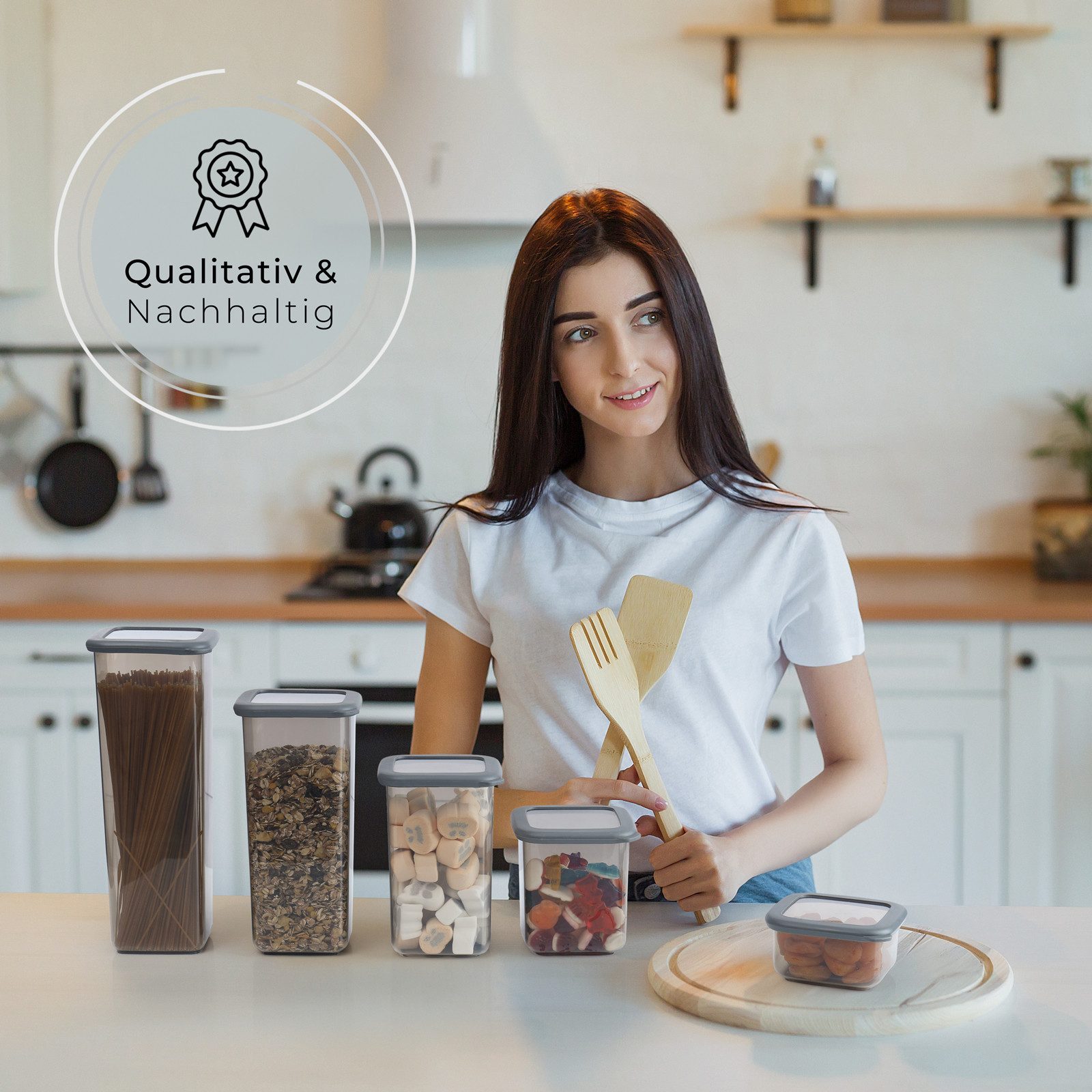 astor24 Frischhaltedose PREMIUM Vorratsdosen Set mit Deckel Frischhaltedosen Aufbewahrungsbox, Kunststoff, (10er Set, 10-tlg., 10er Set Vorratsdosen mit Deckel), 5 verschiedene Größen - BPA-frei - für alle Lebensmittel