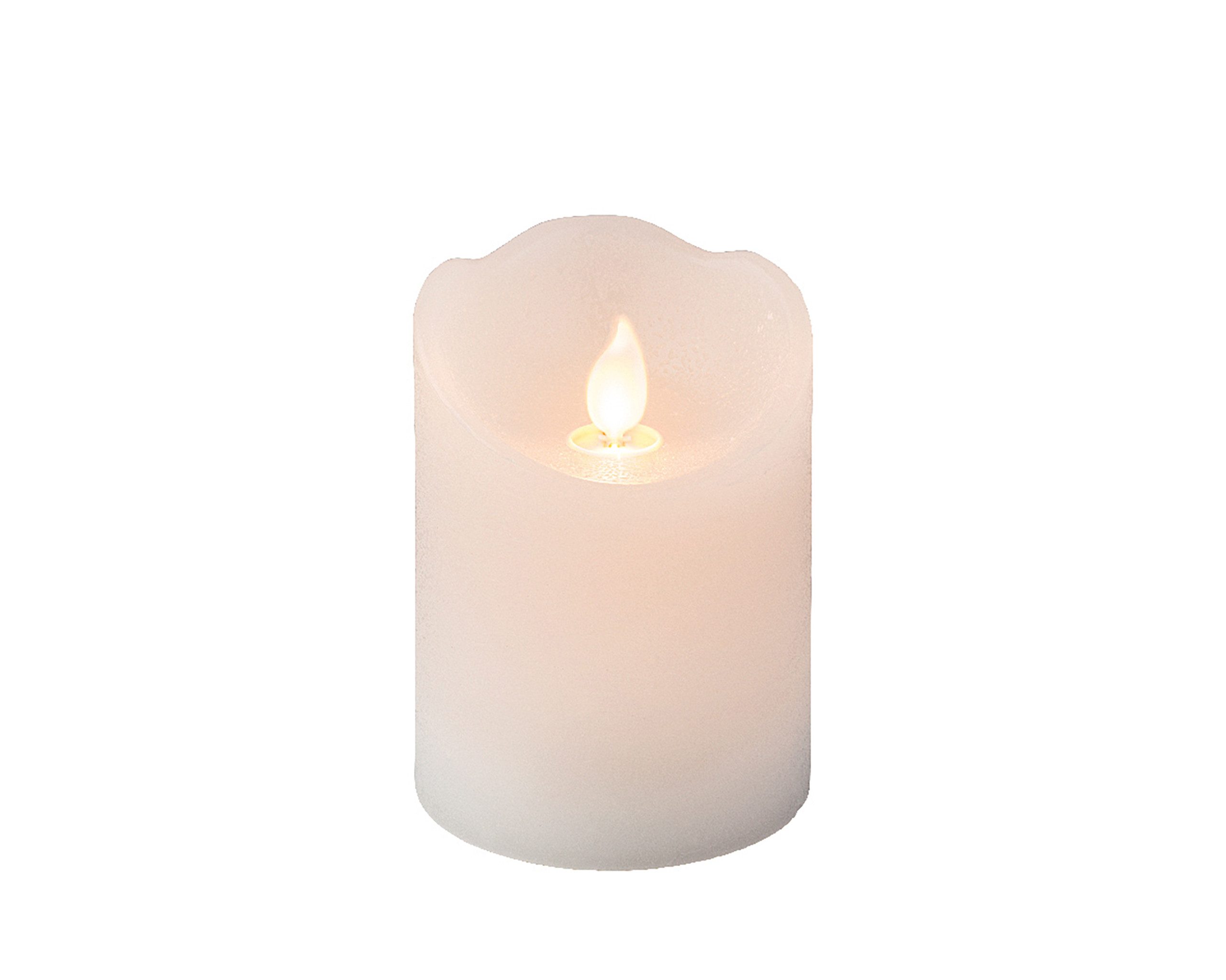 Lumineo LED-Kerze, LED Kerze mit Timer Wachs Rustik Weiß / Warmweiß