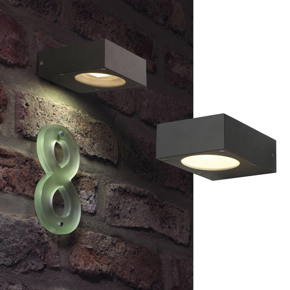 SLV Außen-Wandleuchte Wandleuchte Quadrasyl, WL 15, eckig, anthrazit, GX53, max. 11W