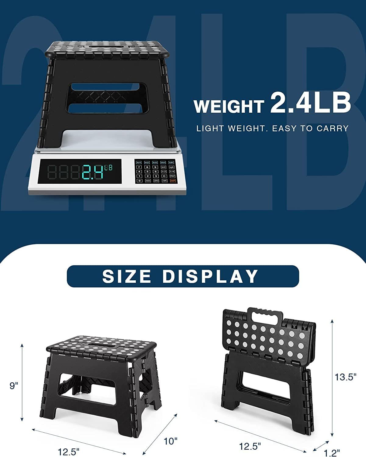 House Day Tritthocker klappbar, faltbarer Tritthocker in verschiedenen Höhen, Tragbarer Klapphocker, bis ca.136kg belastbar, Antirutschnoppen