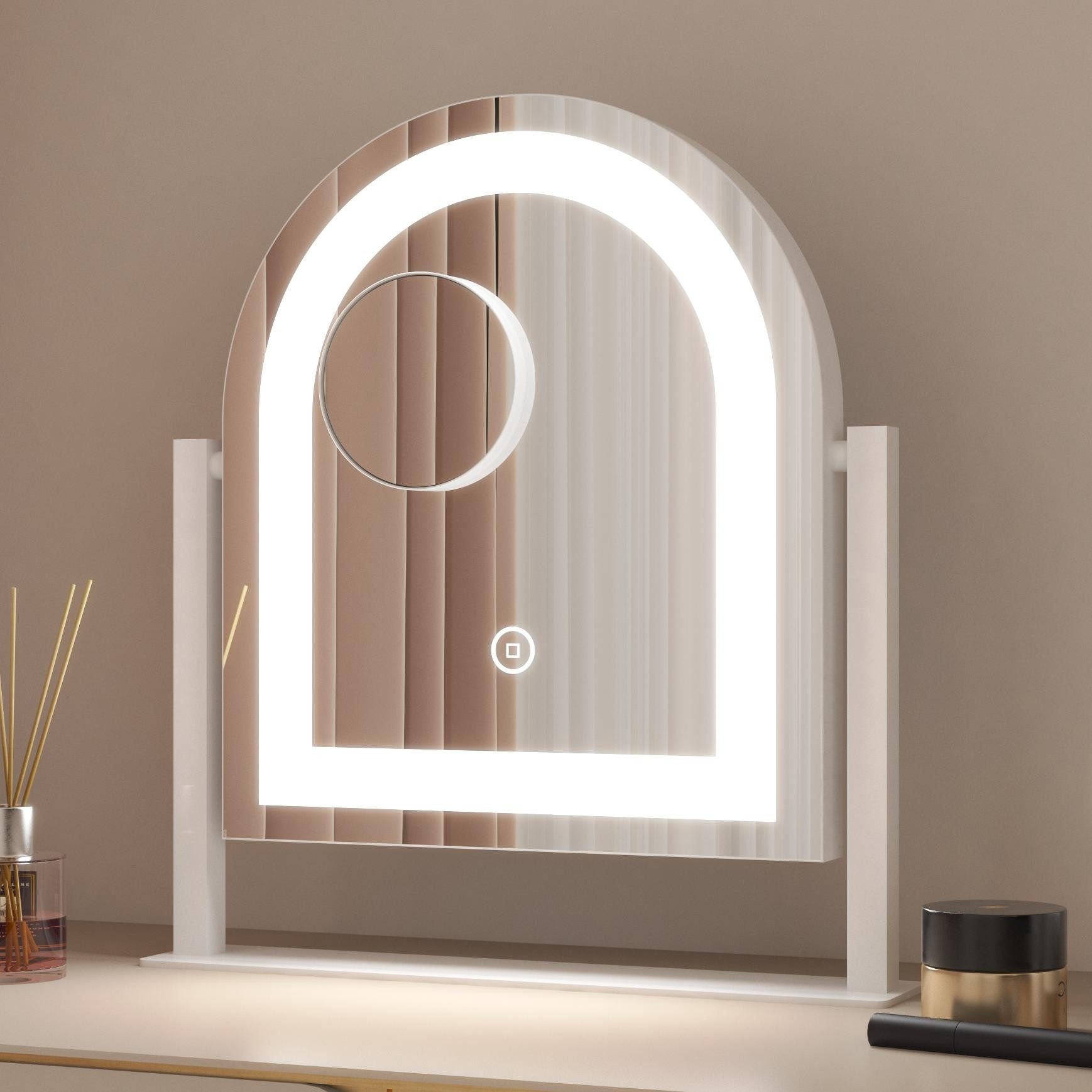 WDWRITTI Schminkspiegel mit beleuchtung Rund Bogen LED Kosmetikspiegel 10x günstig online kaufen