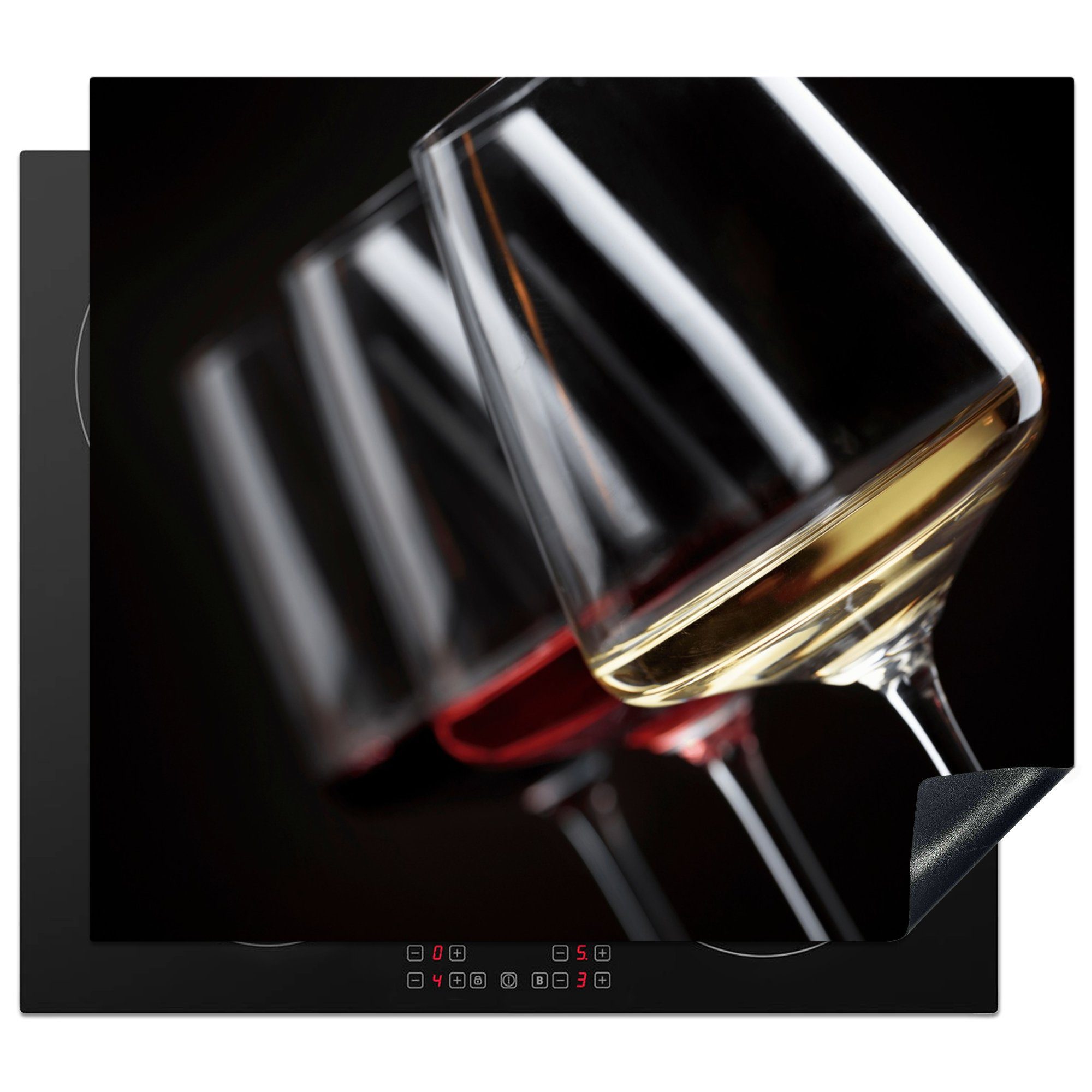 MuchoWow Herd-Abdeckplatte Weinglas - Wein - Alkohol, Vinyl, (1 tlg), Ceranfeldabdeckung Küche, Herdabdeckplatte Einteilig, 59x51 cm
