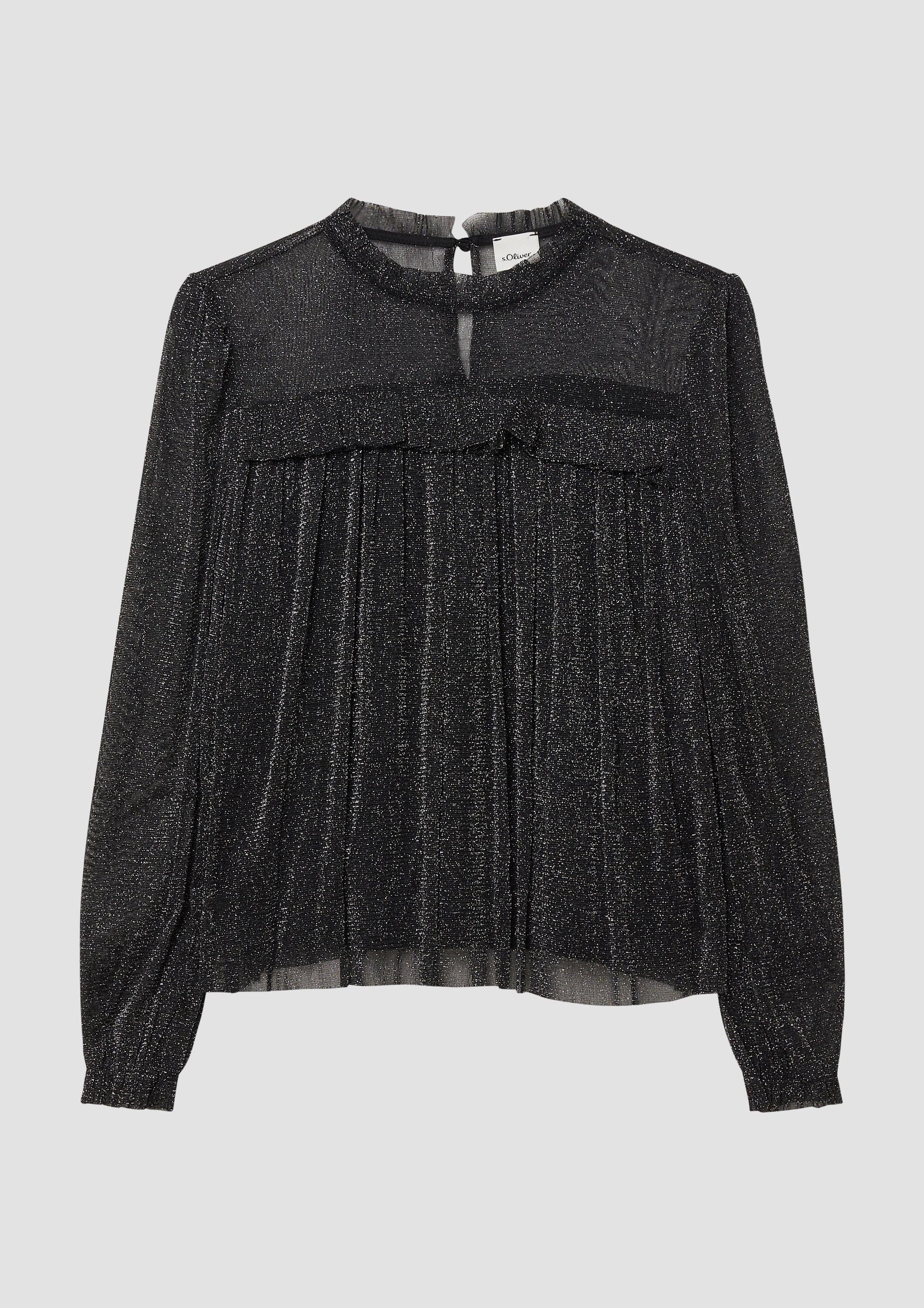 s.Oliver Langarmbluse Bluse Festliches Shirt aus Glitzermesh mit Rüschen