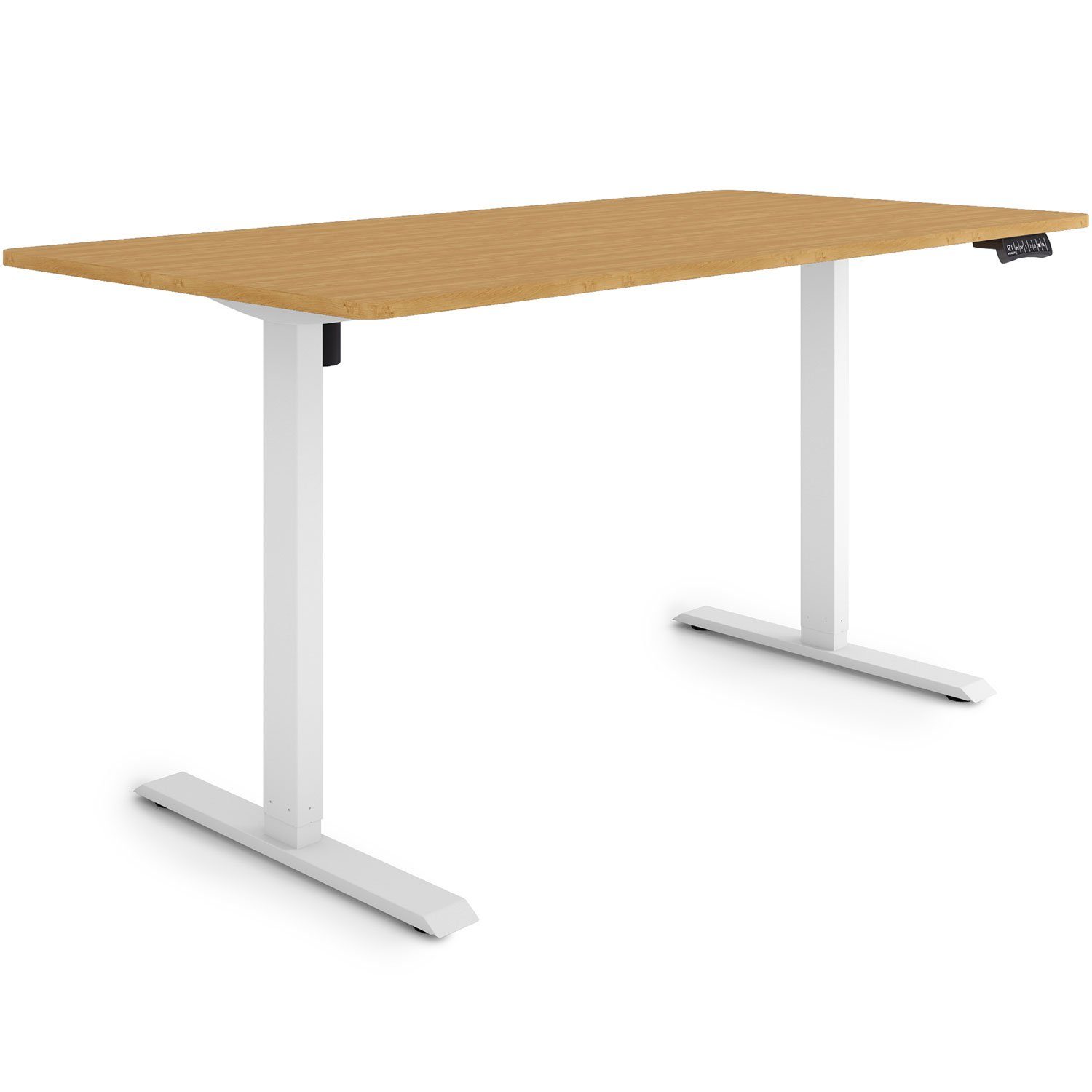 x Tischplatte: Weiß ESMART ETX-121 cm höhenverstellbarer / 160 Elektrisch Schreibtisch Germany, Bambus Schreibtisch 80 ESMART Rahmen: