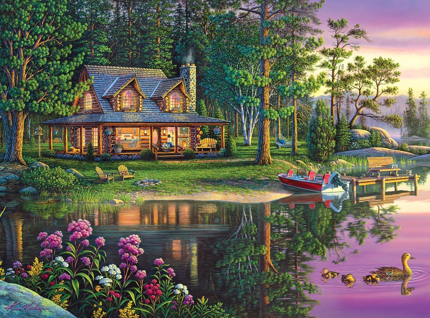 Malen nach Zahlen BASTELIDEE 5d Diamond Painting Set Motiv romantisches Landhaus am See