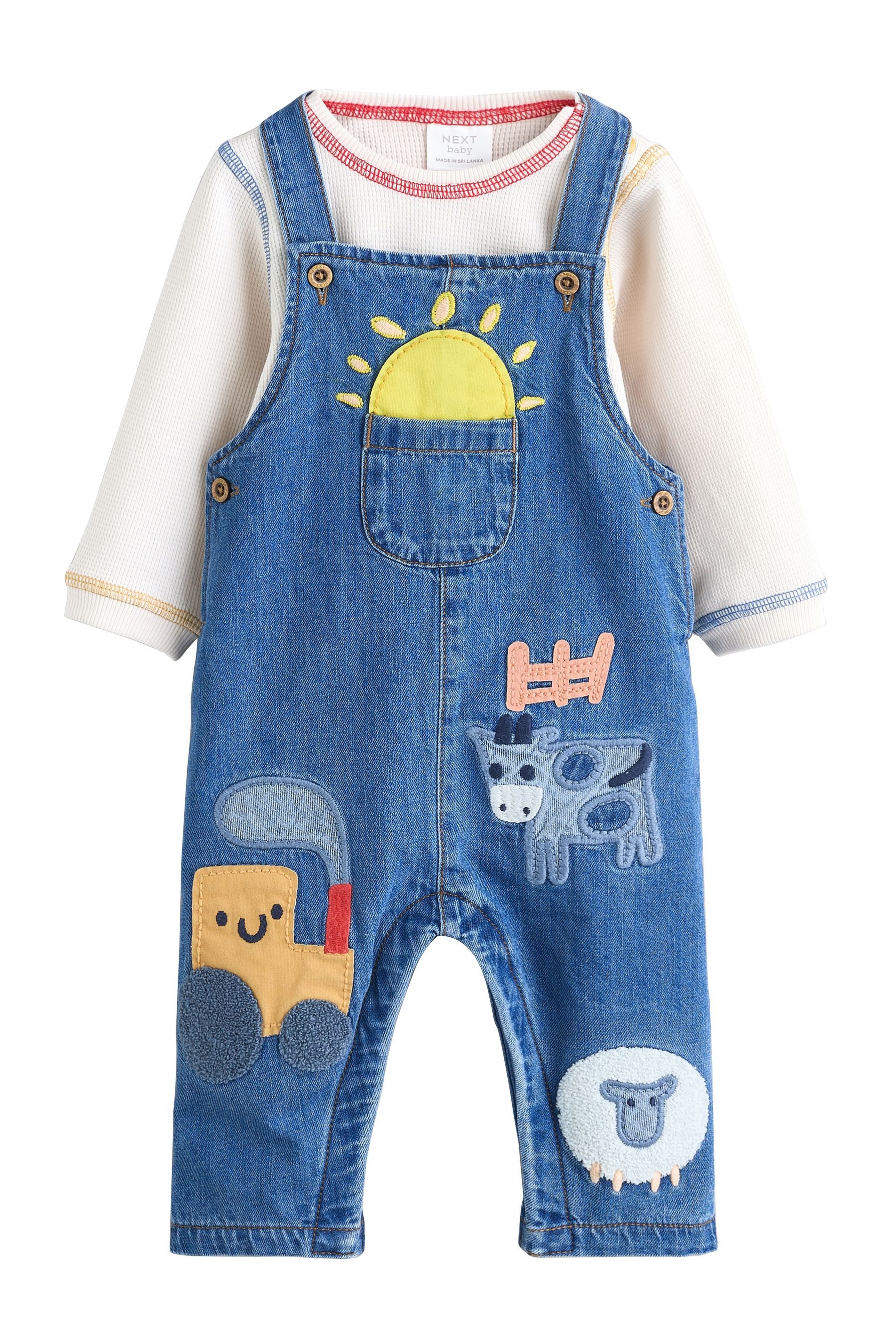 Next Body & Hose Baby Denim-Latzhose und Bodysuit im Set (2-tlg)