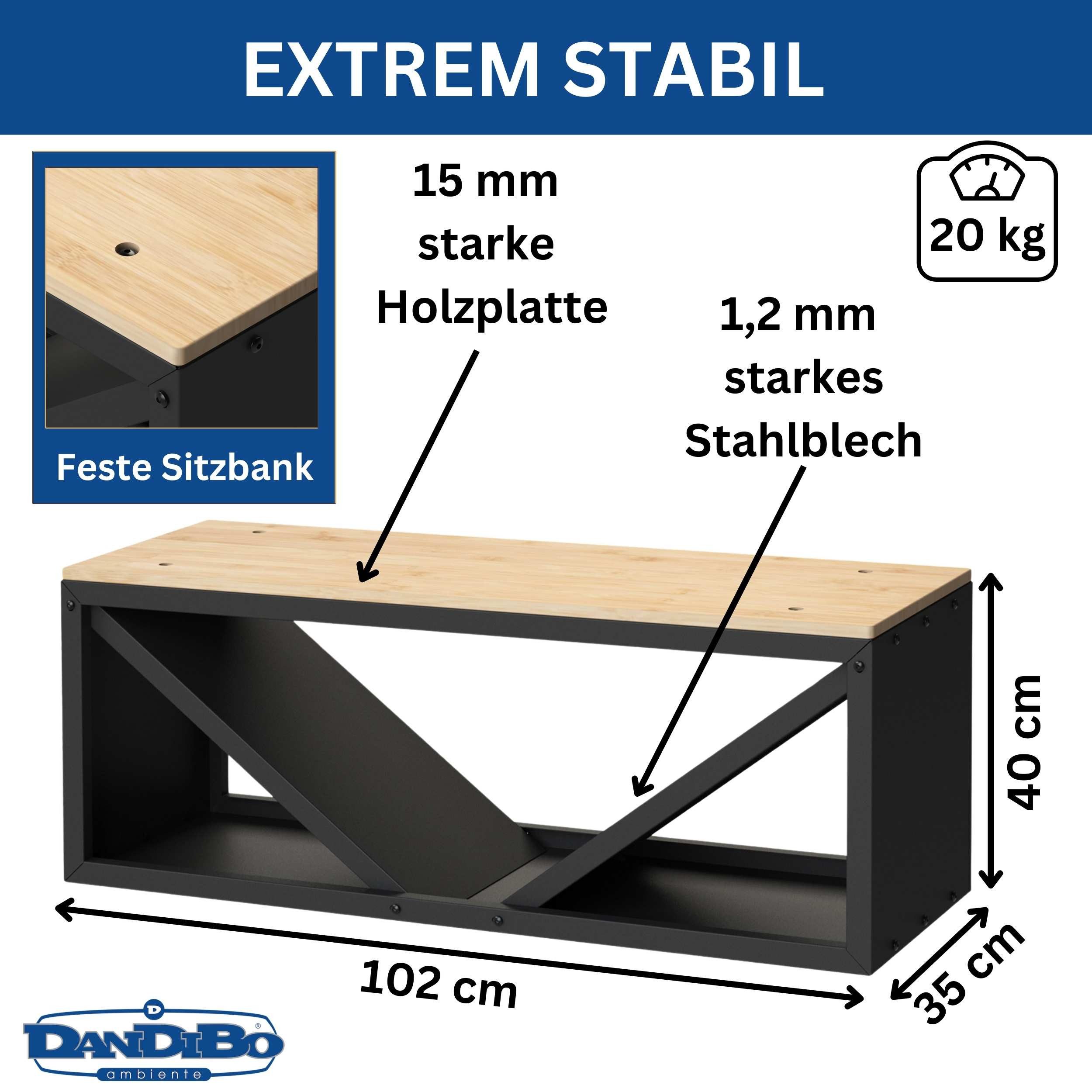 DanDiBo Kaminholzregal Innen mit Sitzbank Bank Metall Schwarz 96602 Brennho günstig online kaufen