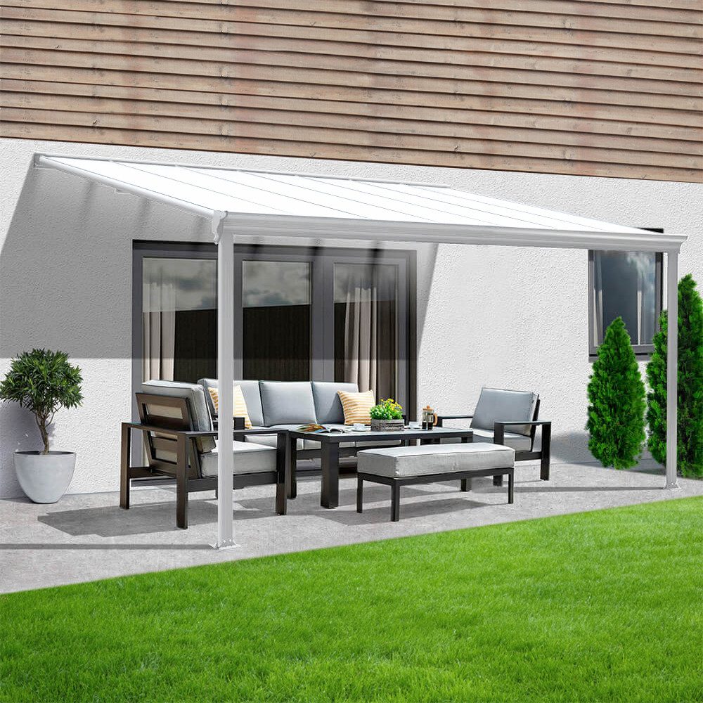 HOME DELUXE Terrassendach Terrassenüberdachung SOLIS Weiß, BxT: 312.00x303.00 cm, (inkl. Hohlkammerplatten, Montagematererial), Wintergartendach Verandaüberdachung Vordach