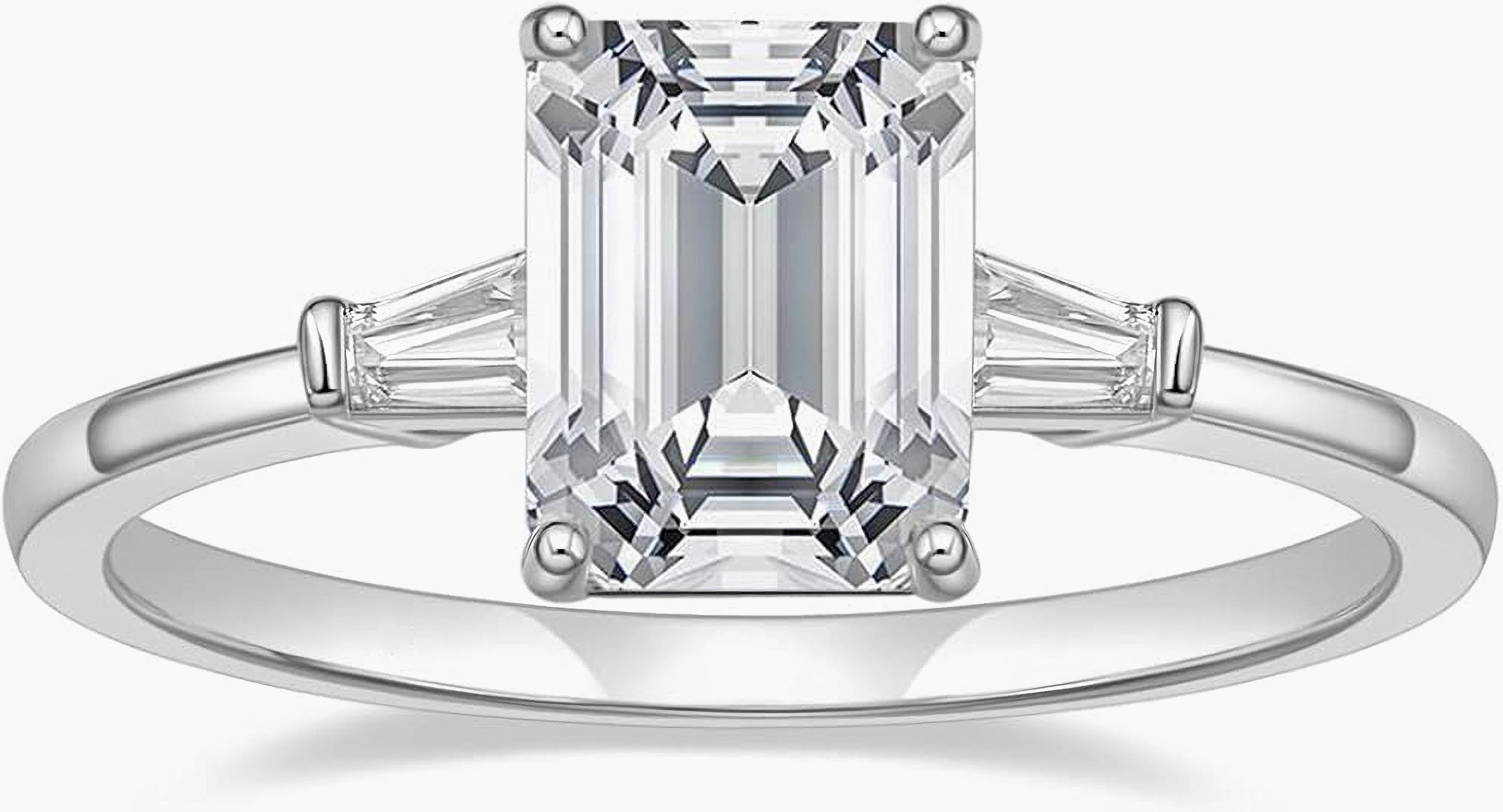 Jumpeak Diamantring 585 Gold, 3 Karat Labord im Smaragdschliff, Dreistein-Ehering, D,vvs2,2EX,IGI-Zertifikat,ring damen,geschenk