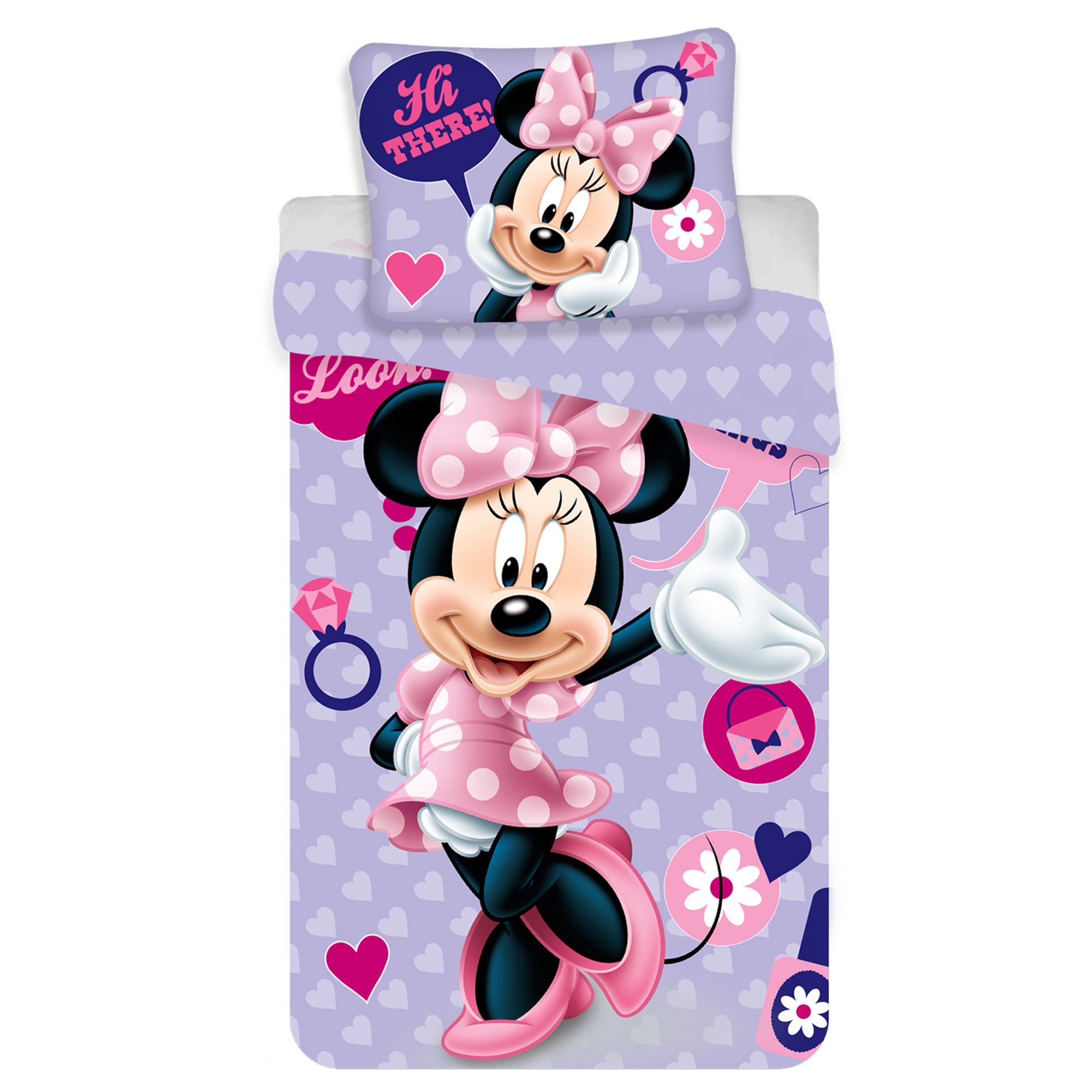 Kinderbettwäsche Minnie Mouse Baby / Kleinkind Hi There! Bettwäsche Linon / Renforcé