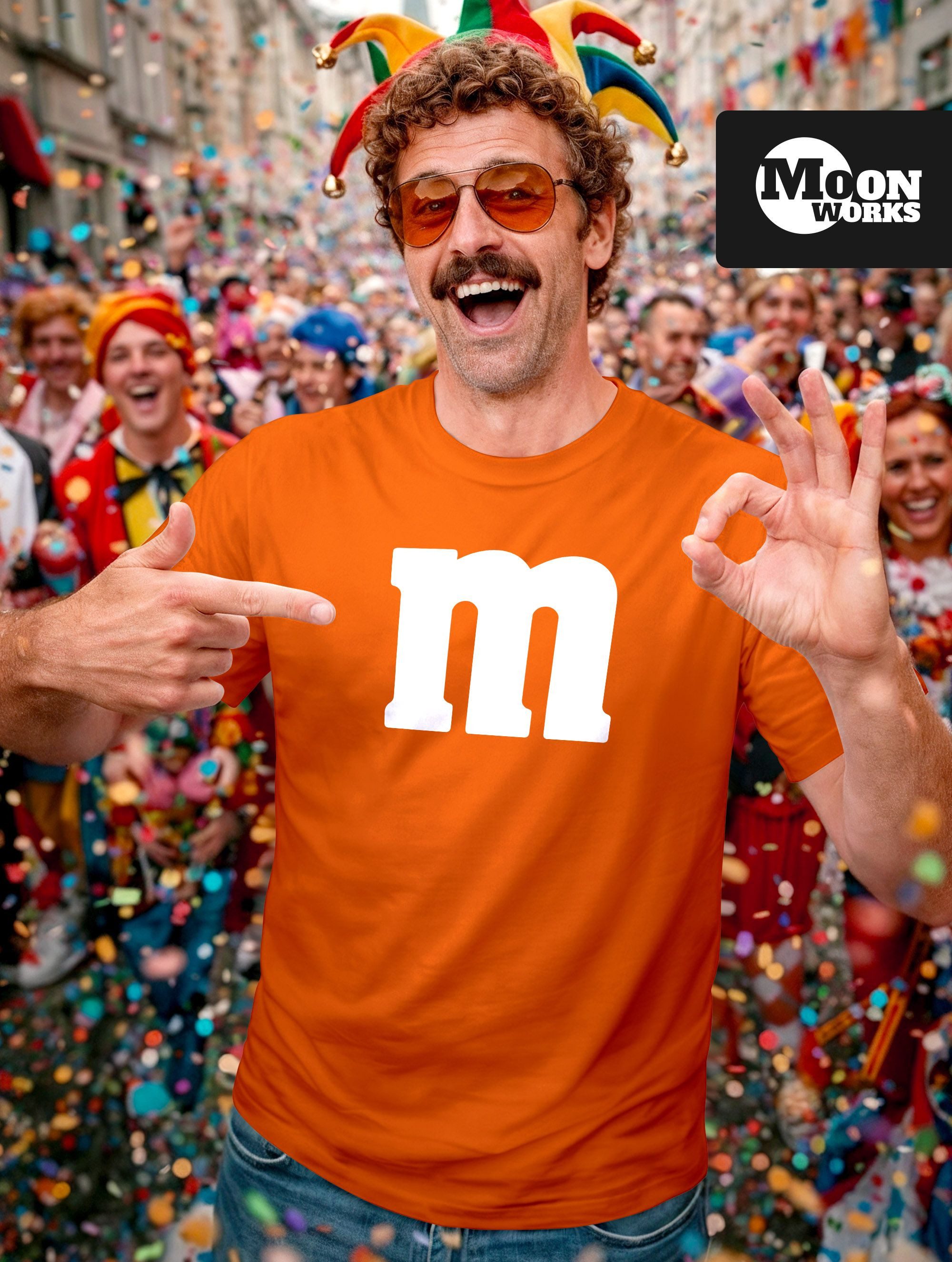 MoonWorks Print-Shirt Herren T-Shirt Gruppen-Kostüm M Aufdruck Kostüm Fasching Karneval mit Print