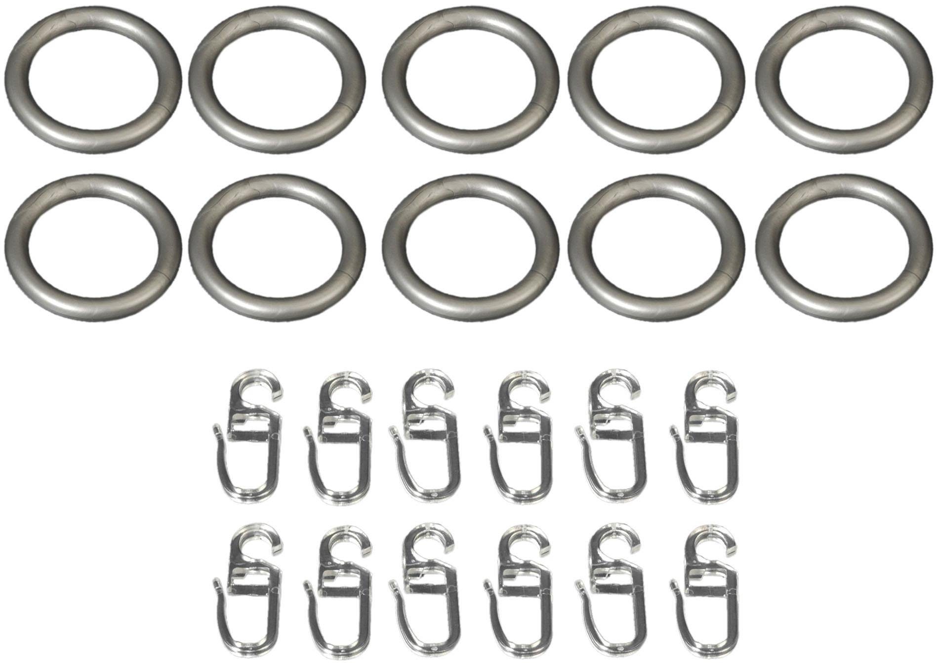 Gardinenring, Liedeco, Gardinenstangen, (Set, 10-St., mit Faltenlegehaken), für Gardinenstangen Ø 20 mm