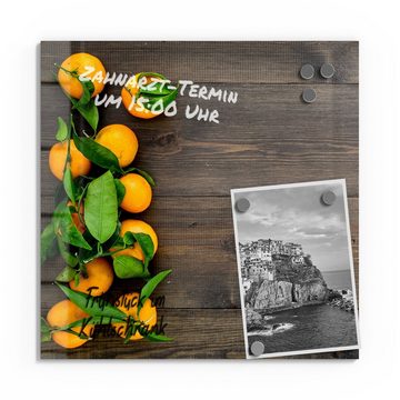 DEQORI Magnettafel 'Orangen auf Holzbrettern', Whiteboard Pinnwand beschreibbar