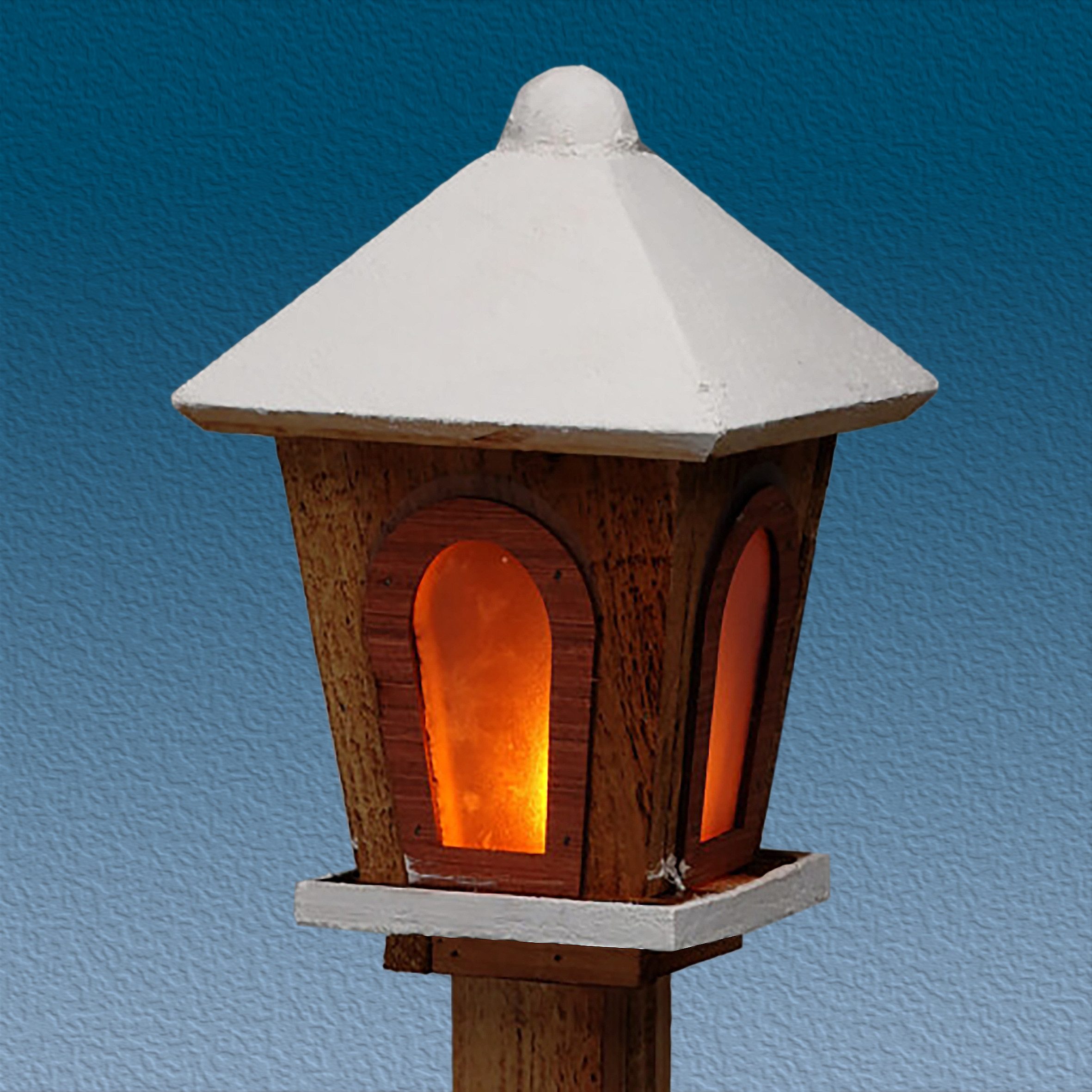Spetebo LED Dekofigur Holz Laterne mit 23 LED in warm weiß 75 cm, 1 Stück, LED fest integriert, warm weiß, Batteriefach versteckt im Standfuß – Bild 3 von 5