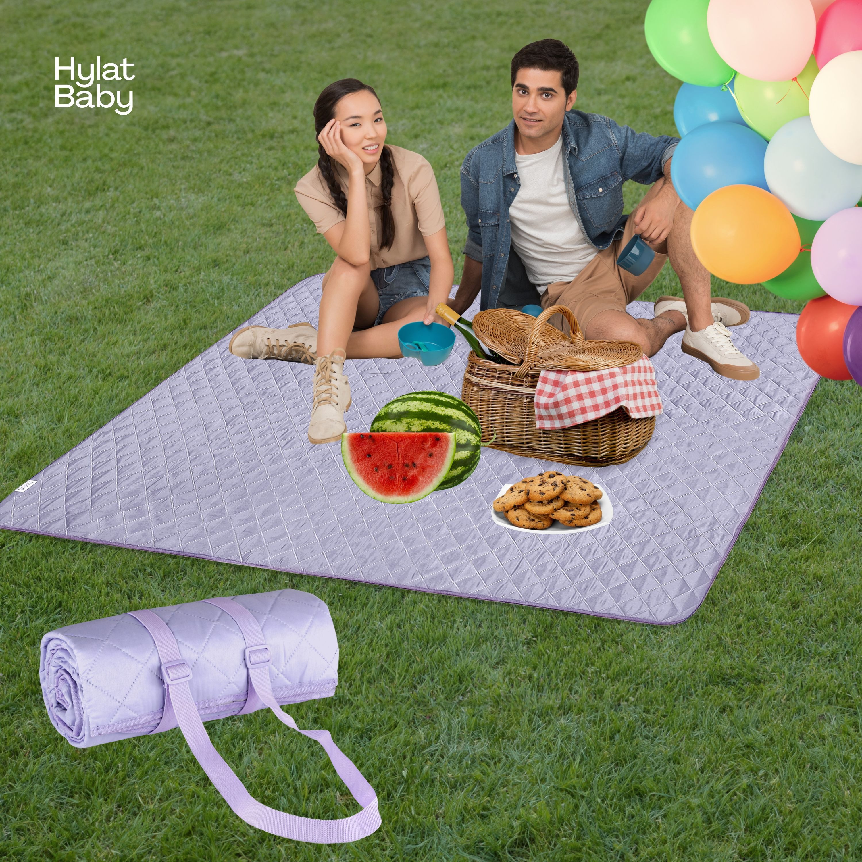 Babydecke Hylat Baby Picknickdecke - gesteppte Stranddecke - wasserabweisend, Hylat Baby, Picknickdecke - gesteppte Stranddecke- wasserabweisend - Violett