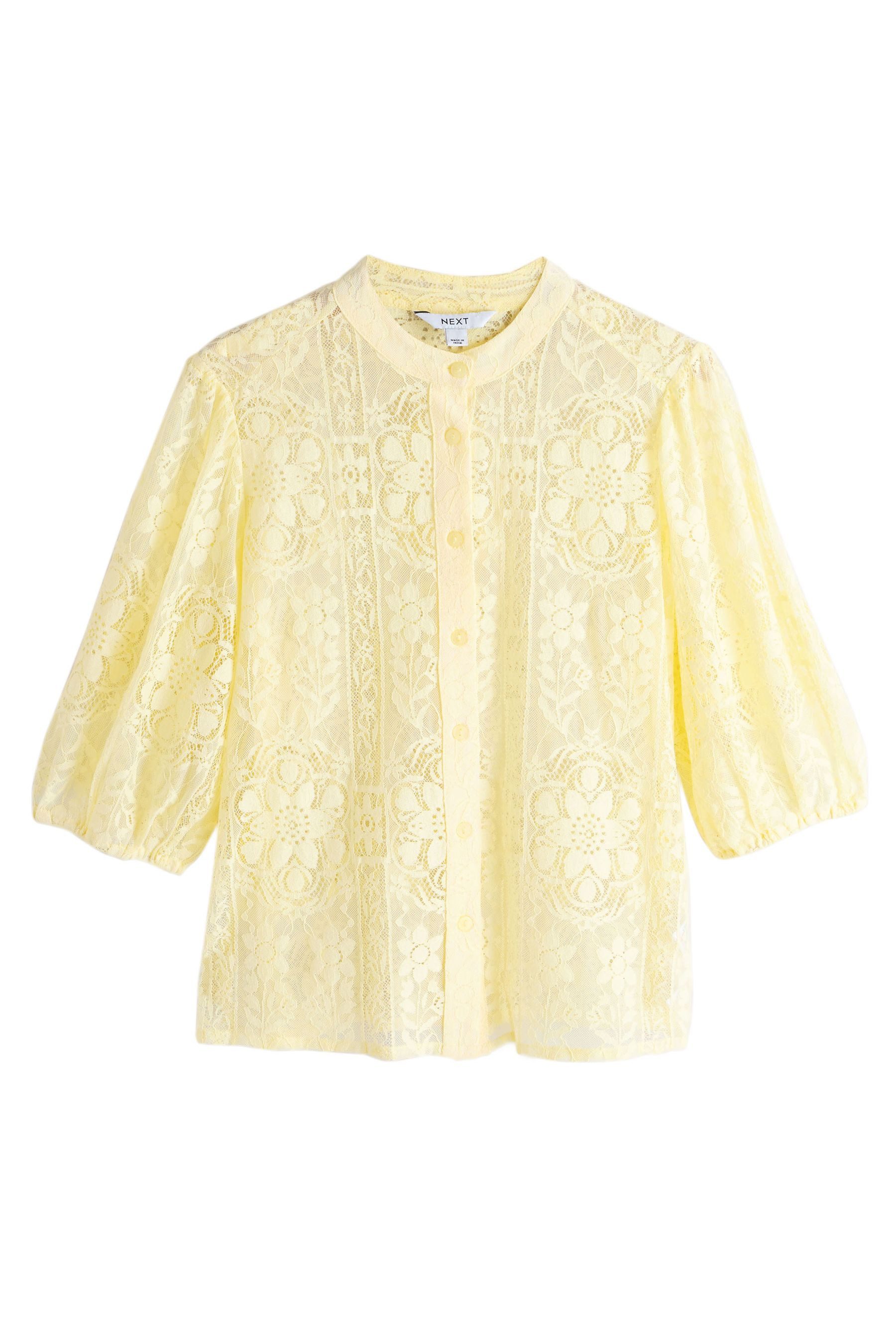 Next Spitzenbluse Kurzärmelige Bluse mit Spitzendetails (1-tlg)