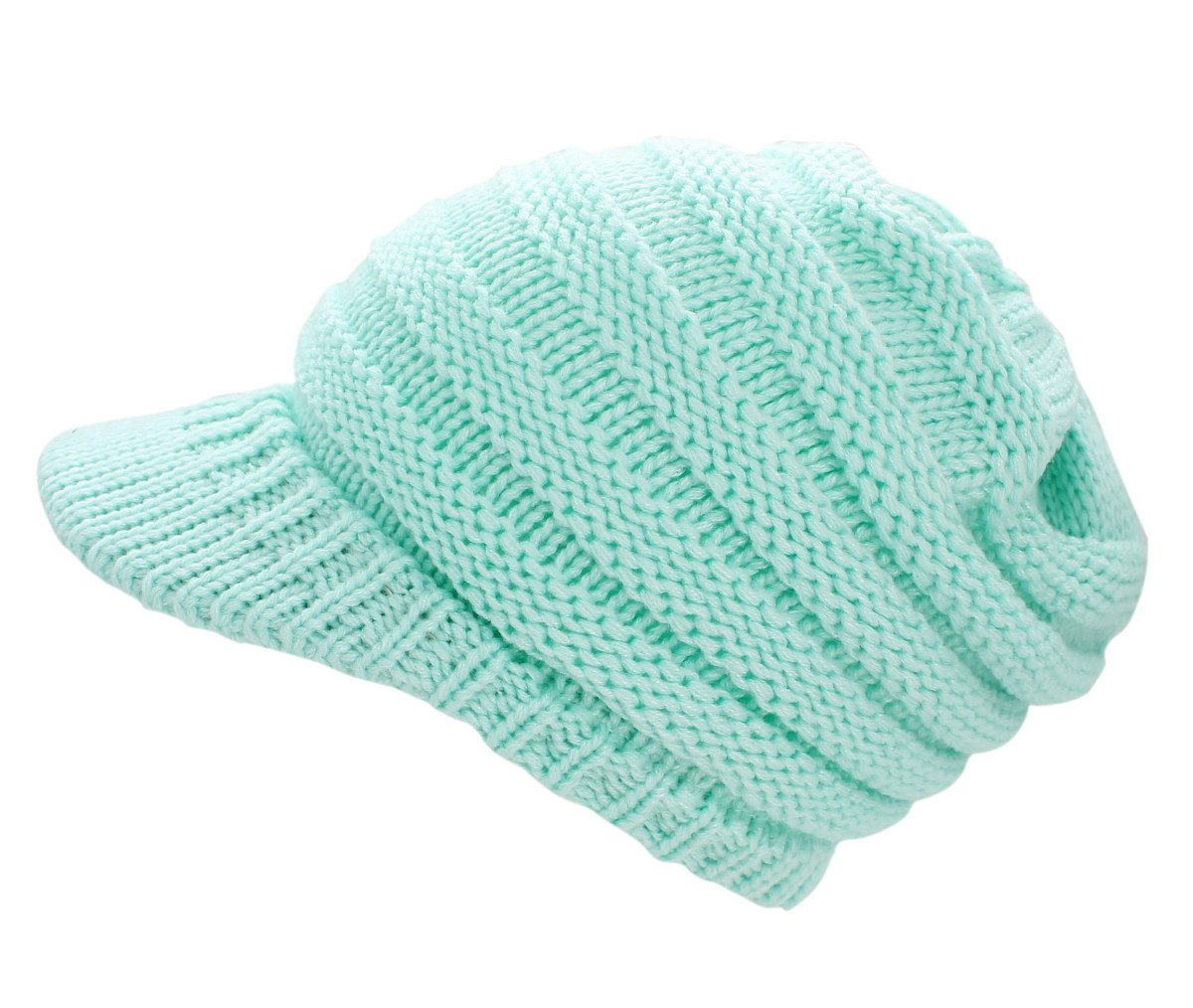 dy_mode Schirmmütze Damen Strickmütze Herren Schirmmütze Gestrickt Winter Mütze mit Schirm fester Schirm