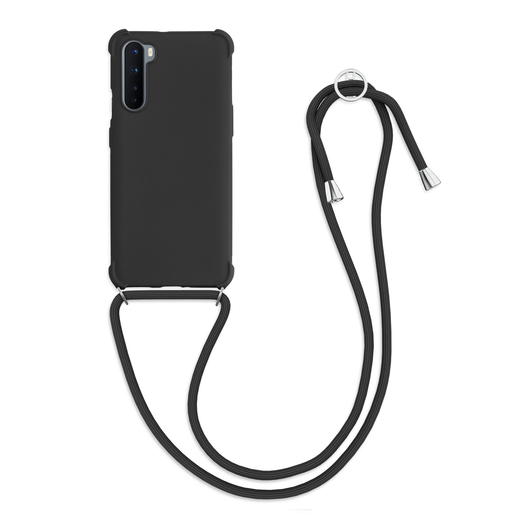 kwmobile Handyhülle Hülle für OnePlus Nord, mit Metall Kette zum Umhängen - Silikon Handy Cover Case Schutzhülle