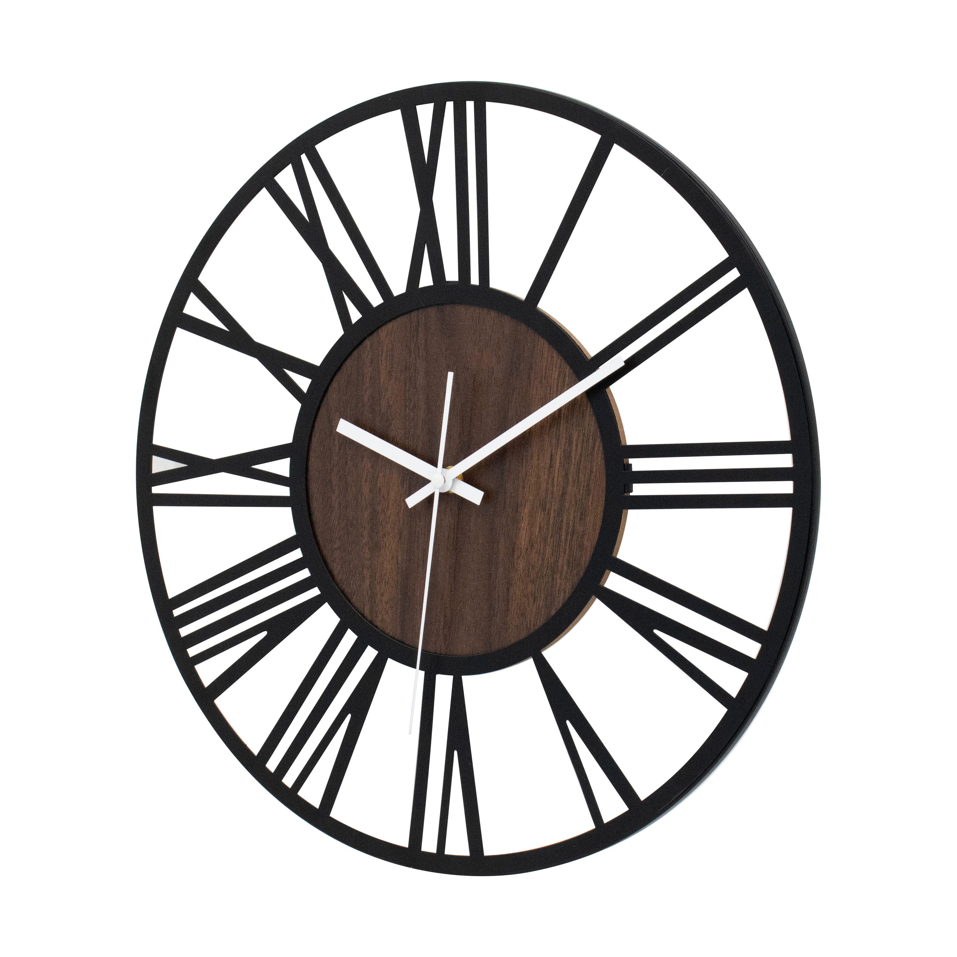K&L Wall Art Wanduhr industrielle XL Holz-Metall Uhr ohne Tick-Geräusche (l günstig online kaufen