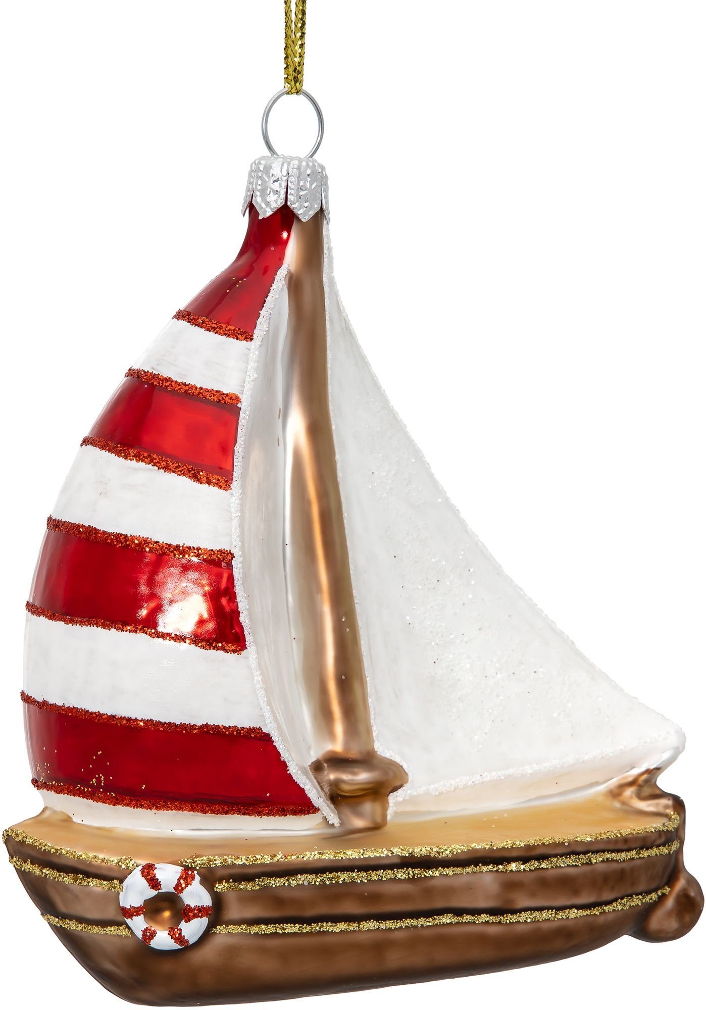 SIKORA Christbaumschmuck Segelboot Besondere Weihnachtskugel Glas Figur Anhänger - BS751, Christbaumschmuck - Traditionell, authentisch & außergewöhnlich