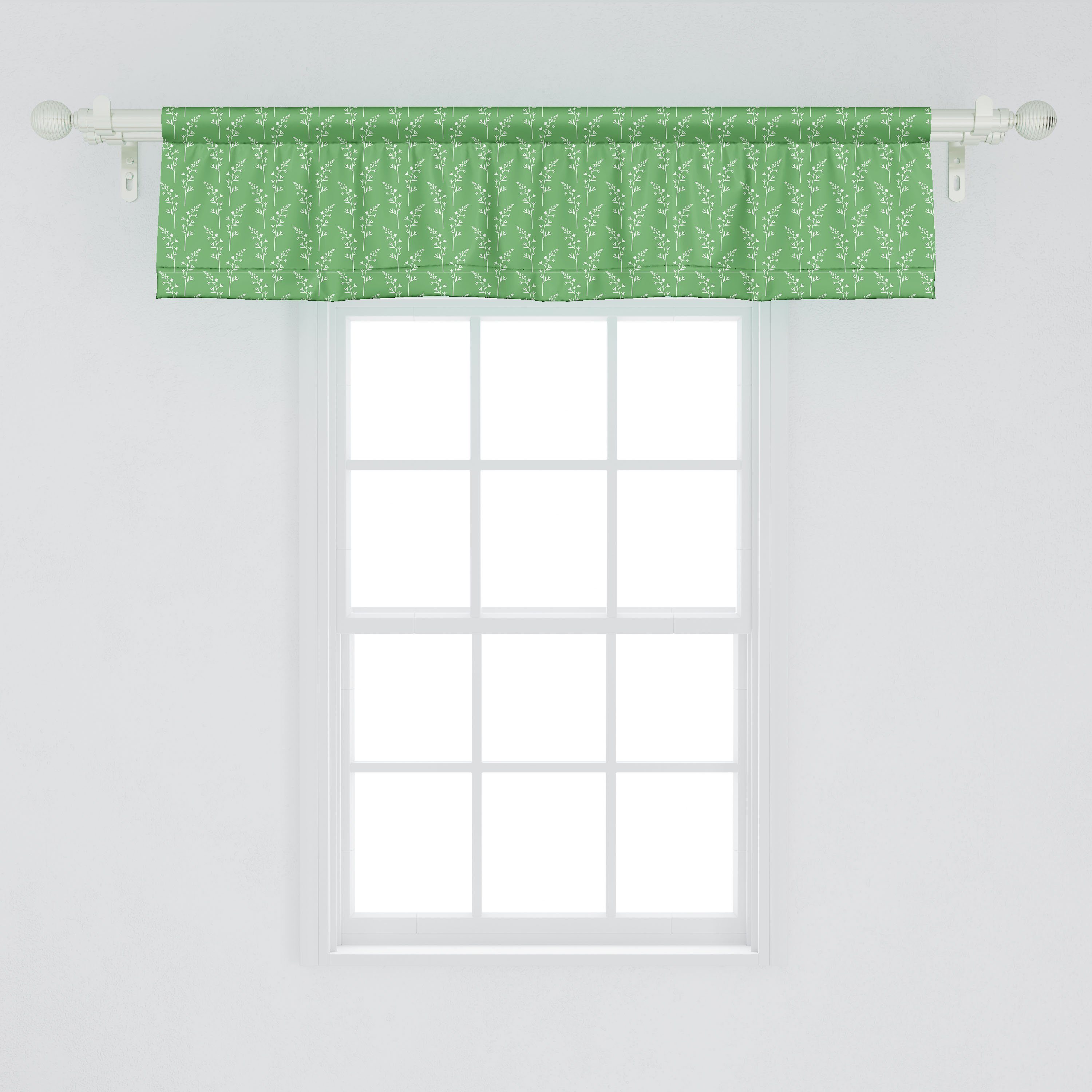 Scheibengardine Vorhang Volant für Dekor Blätter Grafik mit Wilde Schlafzimmer Abakuhaus, Wiese Microfaser, Küche Blumen Stangentasche