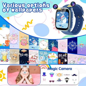 BAUISAN für Jungs Mädchen 5-12 Jahre Geschenke Smartwatch (1.69 Zoll), mit Kamera Schrittzähler Musik Spiel Gewohnheit Wecker
