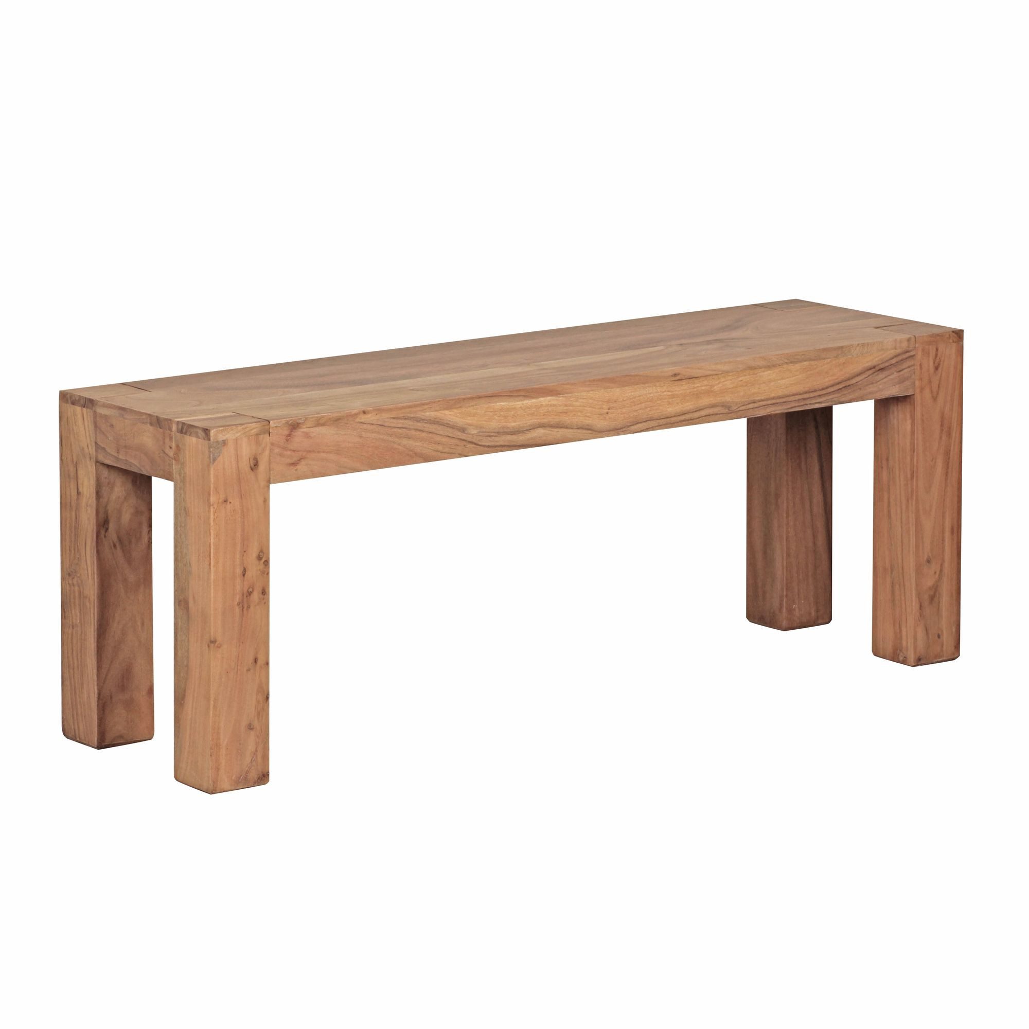 Wohnling Essbank Akazie Massivholz Esszimmer Sitzbank MUMBAI Bank 120 x 35 cm Esszimmer (Akazie Massivholz 120x45x35 cm Esszimmerbank), Küchenbank Esszimmer ohne Lehne, Landhausstil