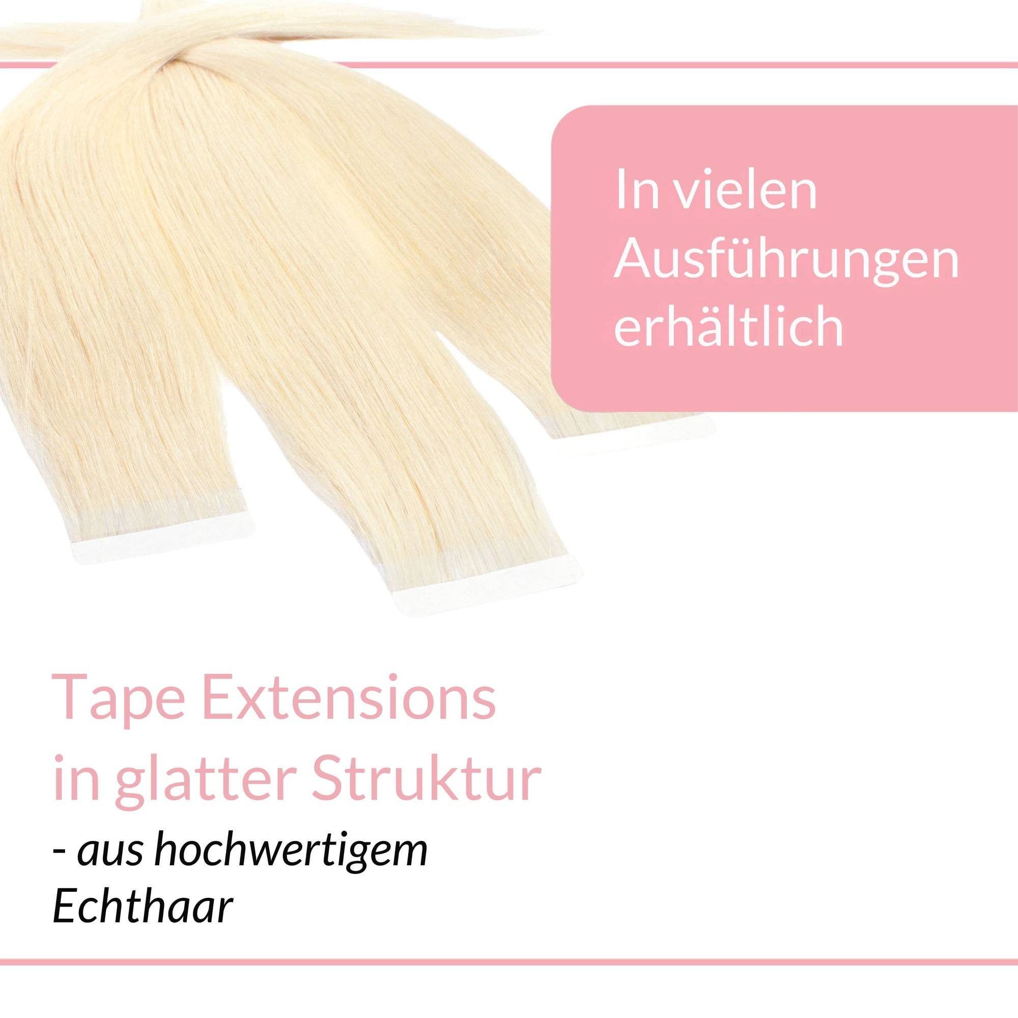 hair2heart Echthaar-Extension Tape Extensions glatt #10/0 Hell-Lichtblond 40cm