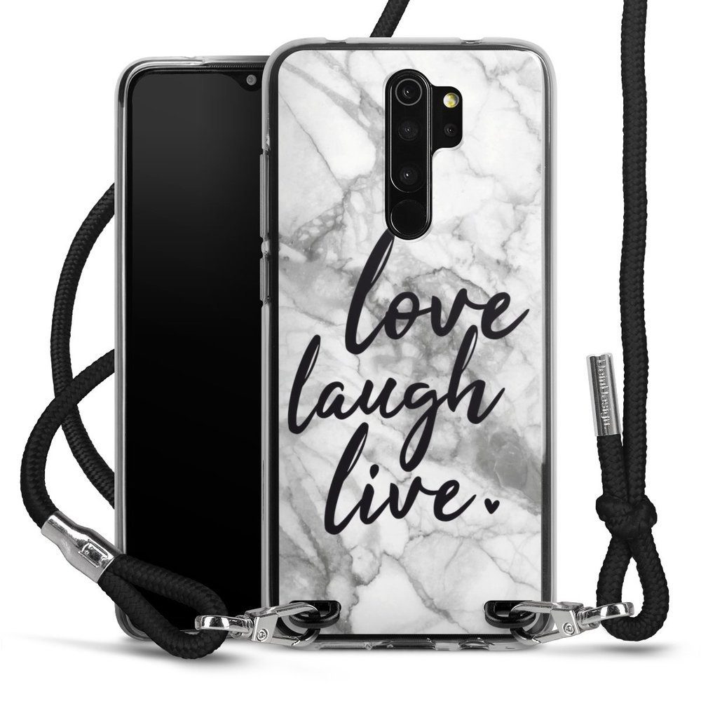 DeinDesign Handyhülle Marmor Sprüche Liebe Love, Laugh, Live Marmor, Xiaomi  Redmi Note 8 Pro Handykette Hülle mit Band Case zum Umhängen