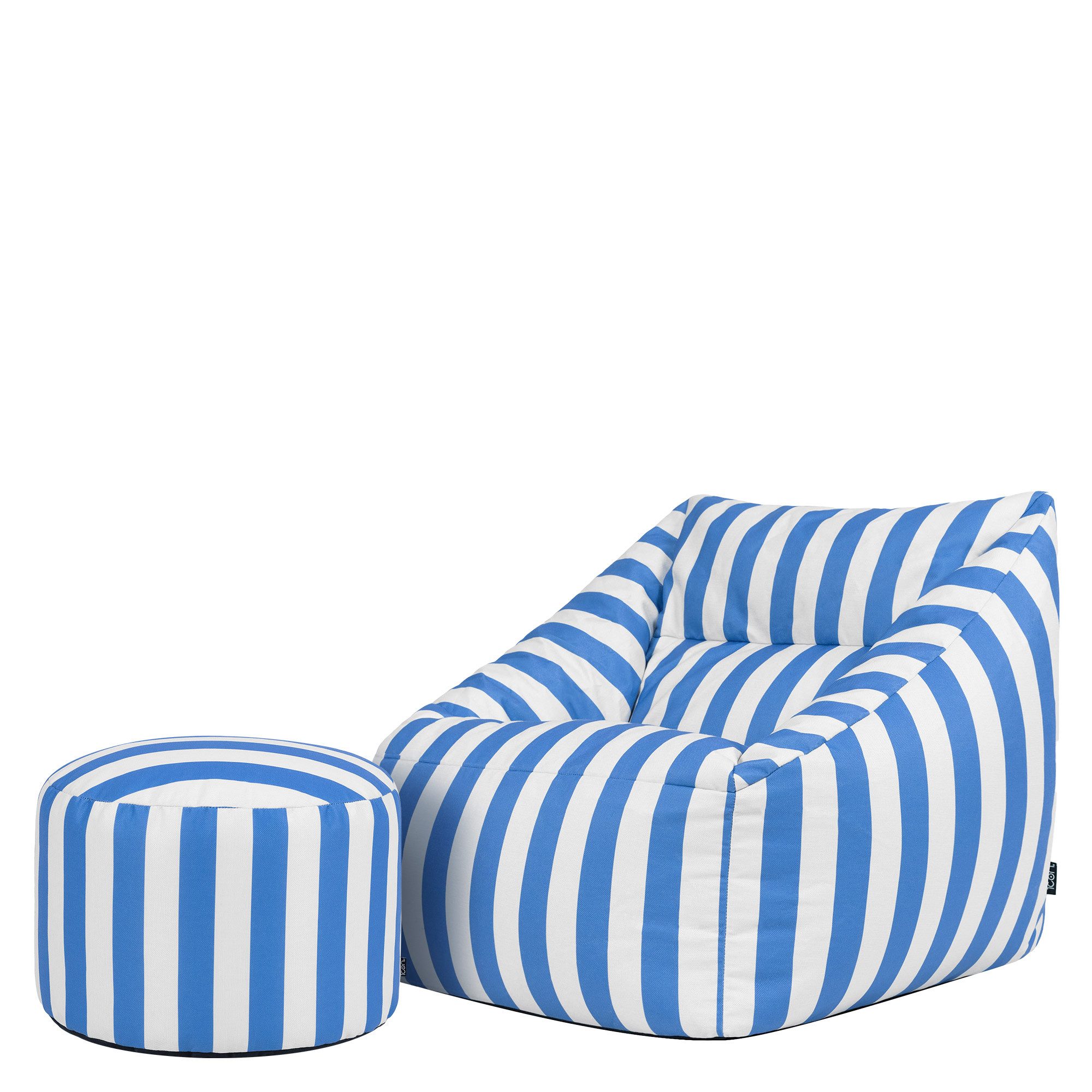icon Sitzsack Riesen Sessel XXL aus Kyoto-Stoff „Natalia" mit Sitzpouf (Spar-Set, 1 x Sitzsack-Sessel, 1 x Fußhocker), Sitzsack XXL, Made in Germany, für Erwachsene & Kinder, für Wohnzimmer