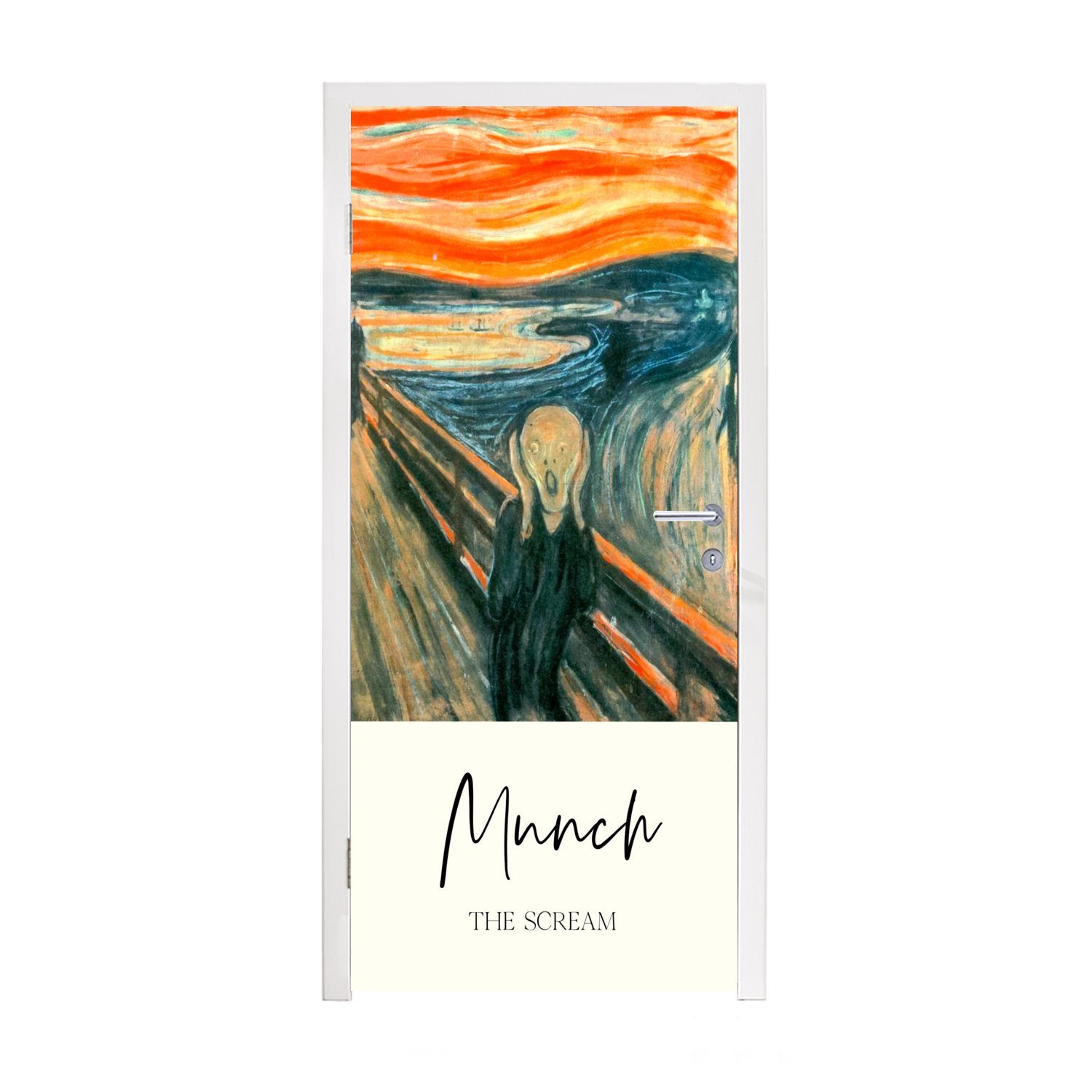 MuchoWow Türtapete Der Schrei - Edvard Munch - Alte Meister, Matt, bedruckt, (1 St), Fototapete für Tür, Türaufkleber, 75x205 cm