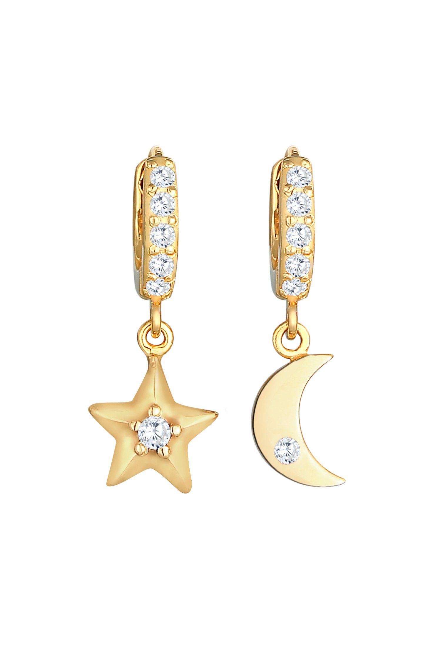 Elli Ohrhänger-Set Creolen Ohrhänger Stern Mond günstig online kaufen