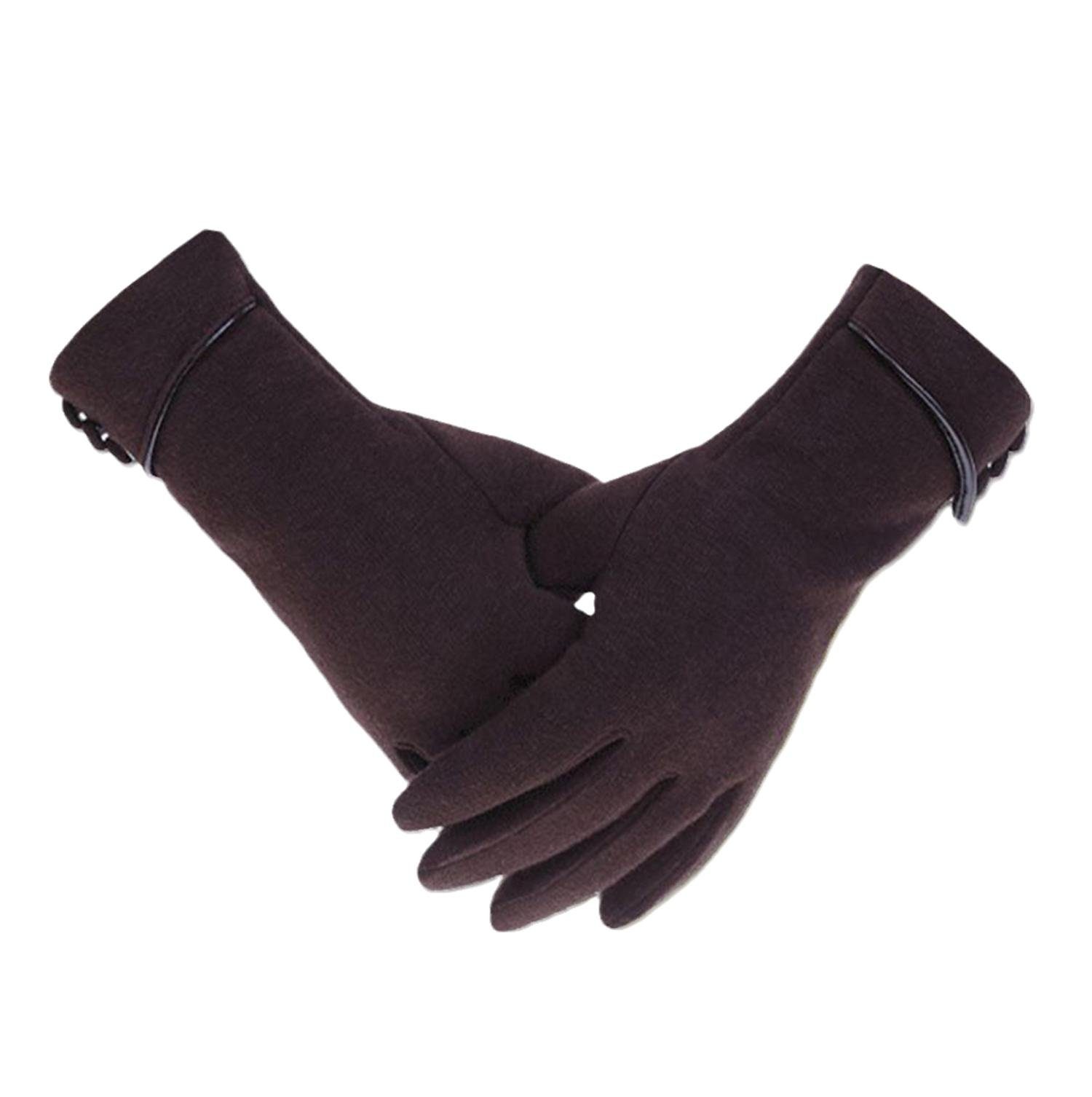 Fleece Warm Dick (Paar) mit Knopfdekoration Touchscreen Kaffee HOME Handschuhe LAPA & Outdoor Elegant Fleecehandschuhe Handschuhe Damen Winddicht Gefütterte Winterhandschuhe