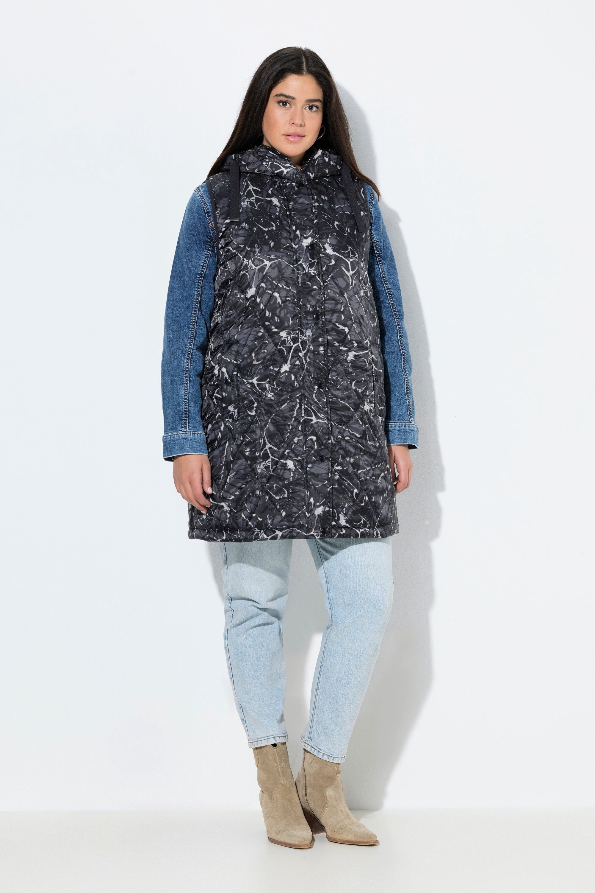 Ulla Popken Steppweste HYPRAR Long-Steppweste wasserabweisend